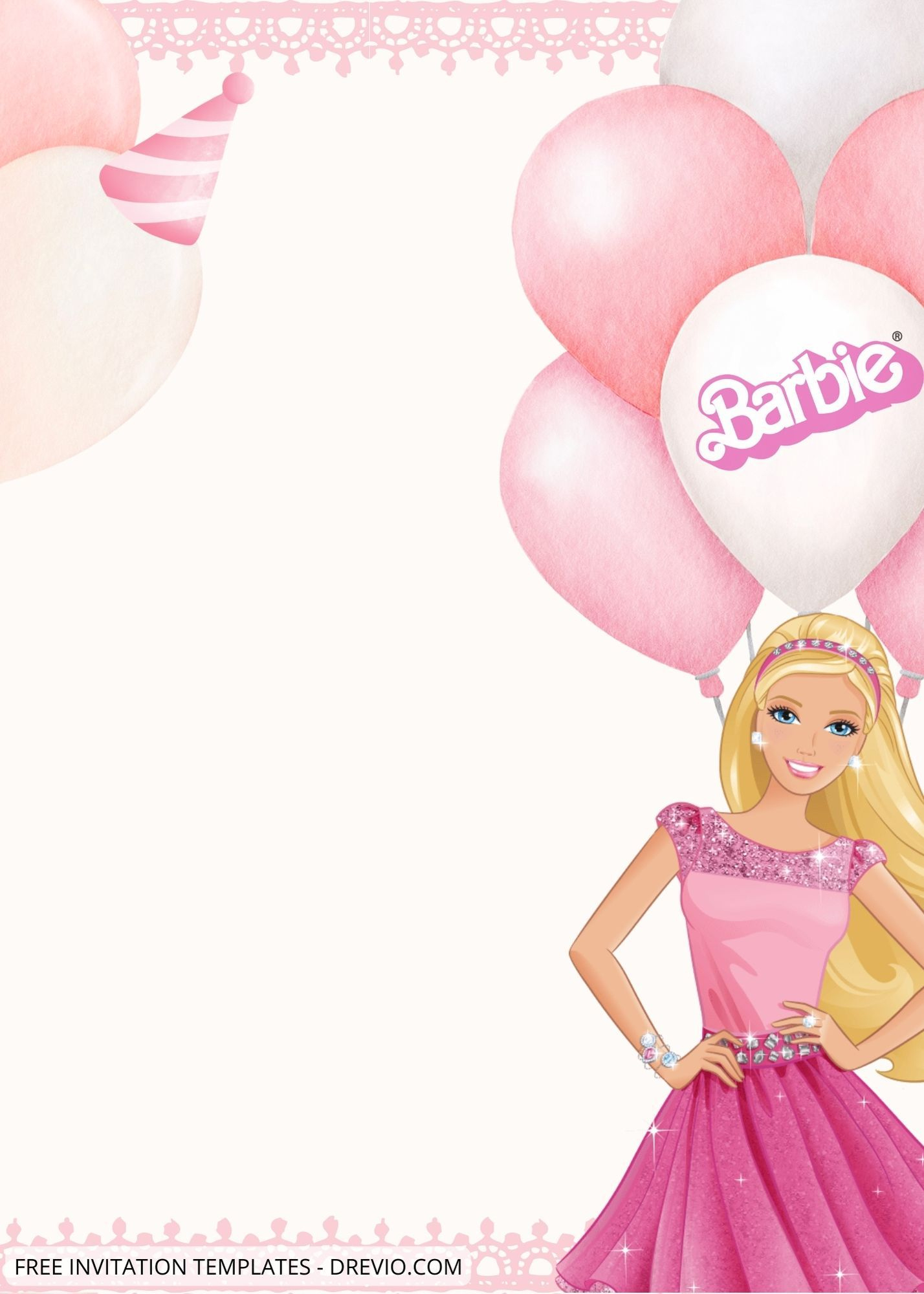 10+ Pink Barbie Party Canva Birthday Invitation Templates inside Free Printable Barbie Birthday Invitation Cards