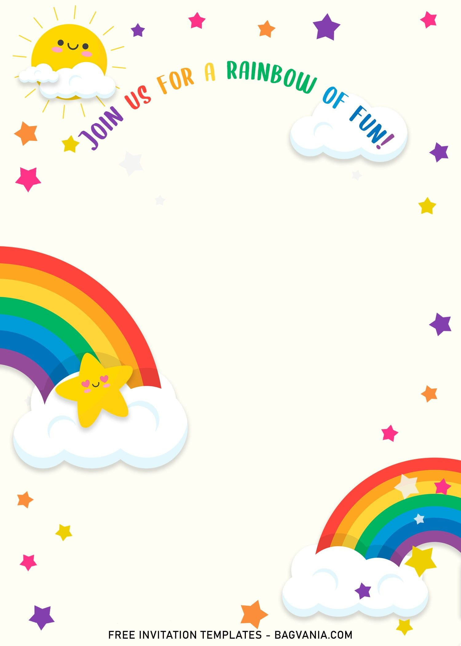 11+ Colorful Rainbow Invitation Card Templates For A Whimsical with regard to Printable Rainbow Birthday Card