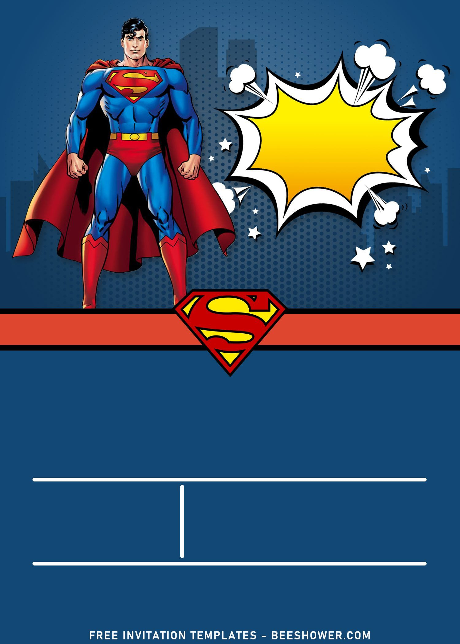 11+ Comic Superman Boys Birthday Invitation Templates For All Ages with regard to Superman Birthday Card Printable