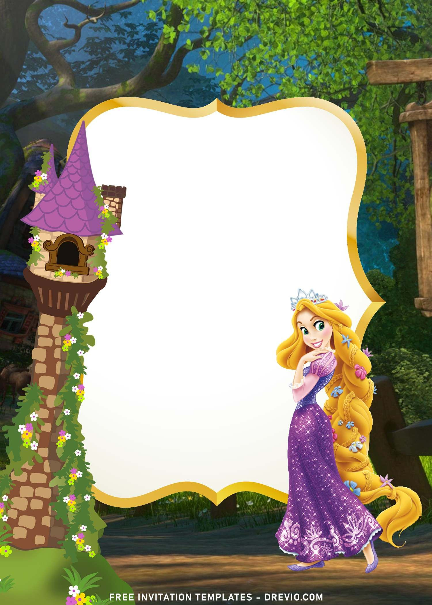 11+ Disney Tangled Birthday Invitation Templates in Printable Rapunzel Birthday Card