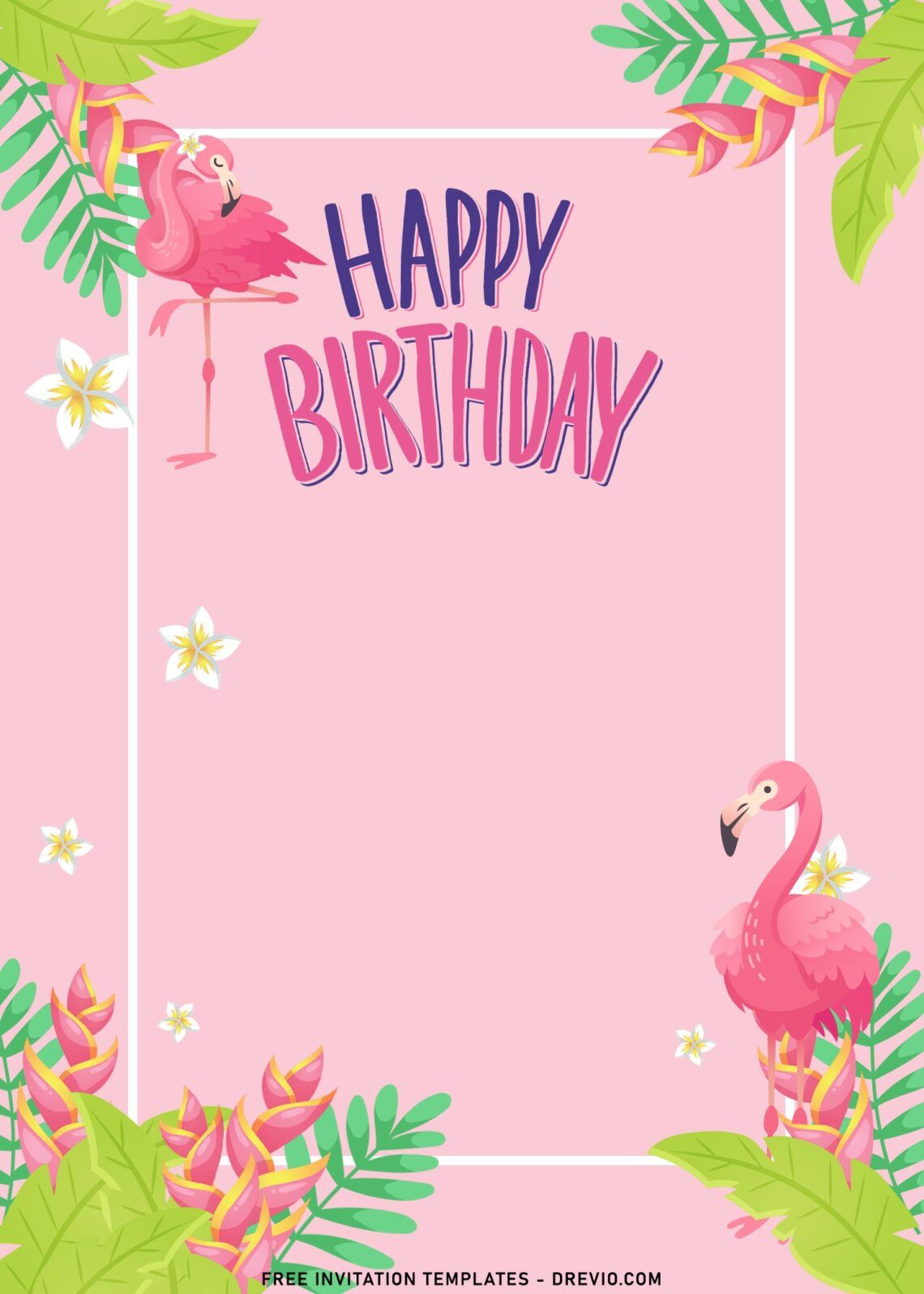 11+ Flamingo Birthday Invitation Templates For Kids Summer Birthday regarding Free Printable Flamingo Birthday Cards