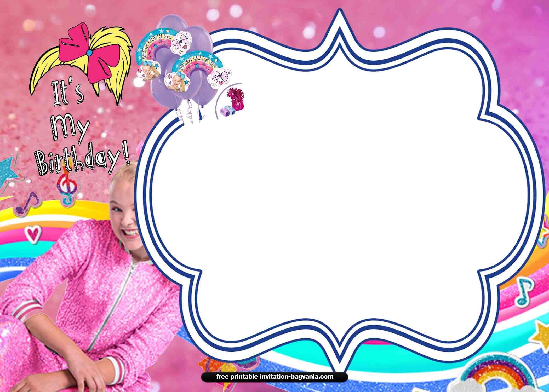 13+ Free Jojo Siwa Invitation Templates with regard to Jojo Siwa Birthday Card Printable