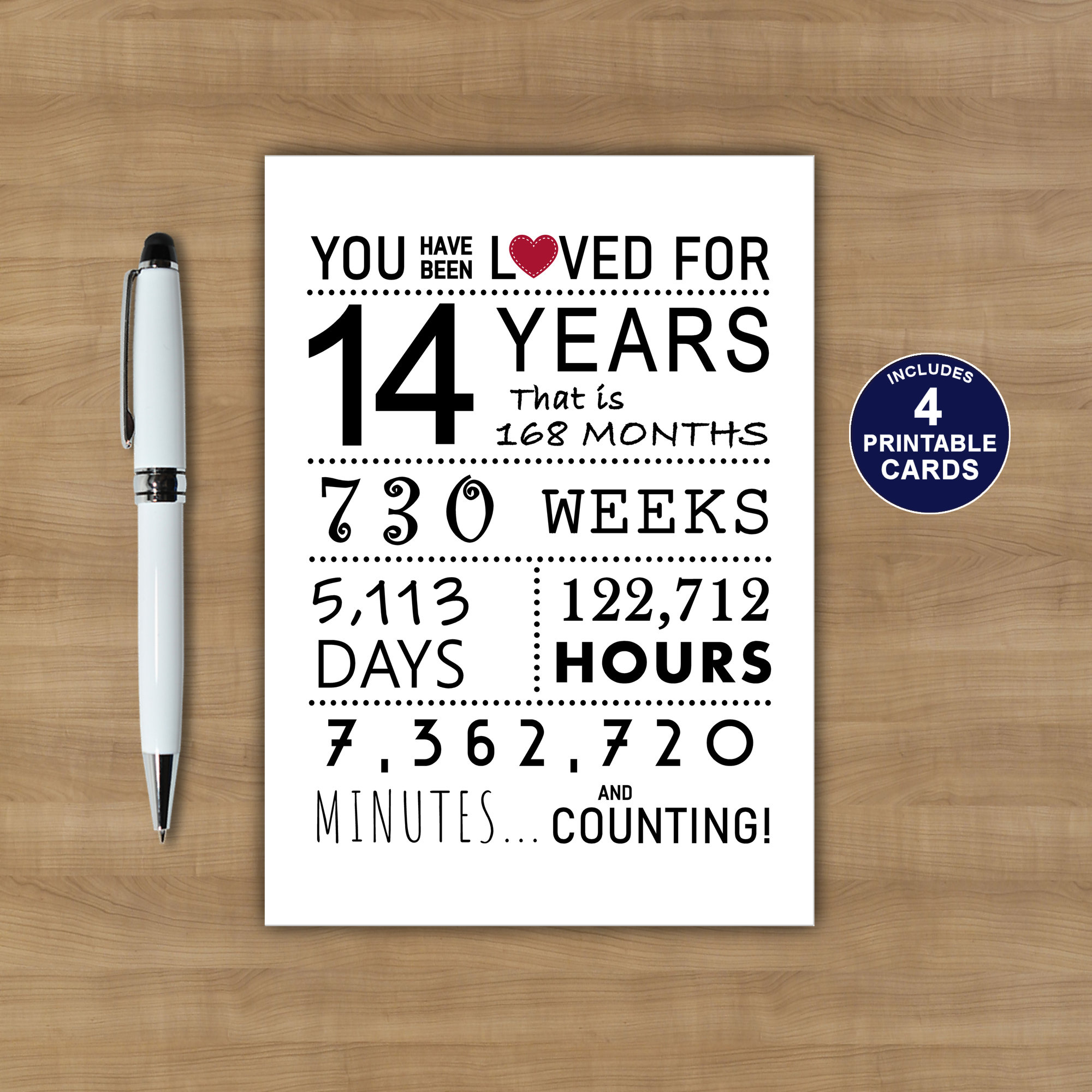 14Th Birthday Card, Printable Birthday Card, You Have Been Loved intended for Printable 14Th Birthday Cards