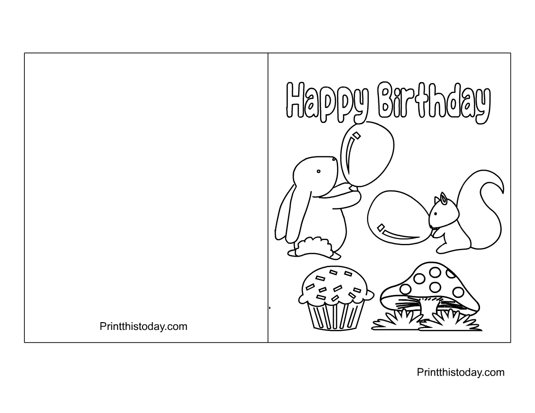 15 Cute Free Printable Happy Birthday Coloring Cards with Free Printable Birthday Cards Coloring Pages