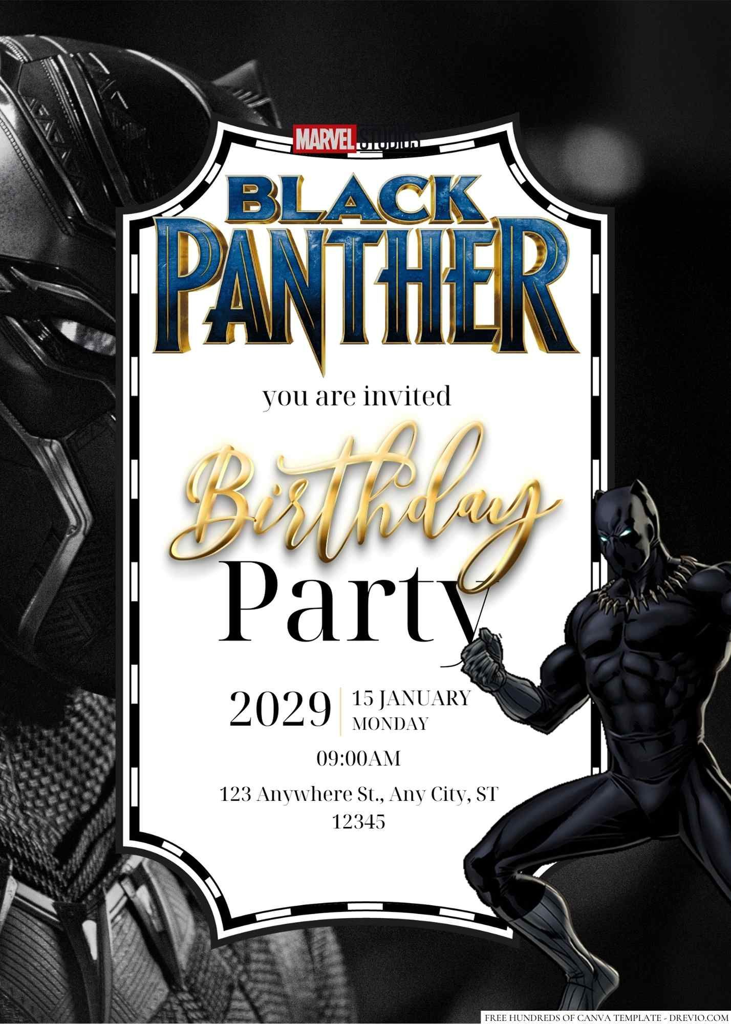 16+ Black Panther Canva Birthday Invitation Templates | Birthday intended for Black Panther Birthday Card Printable