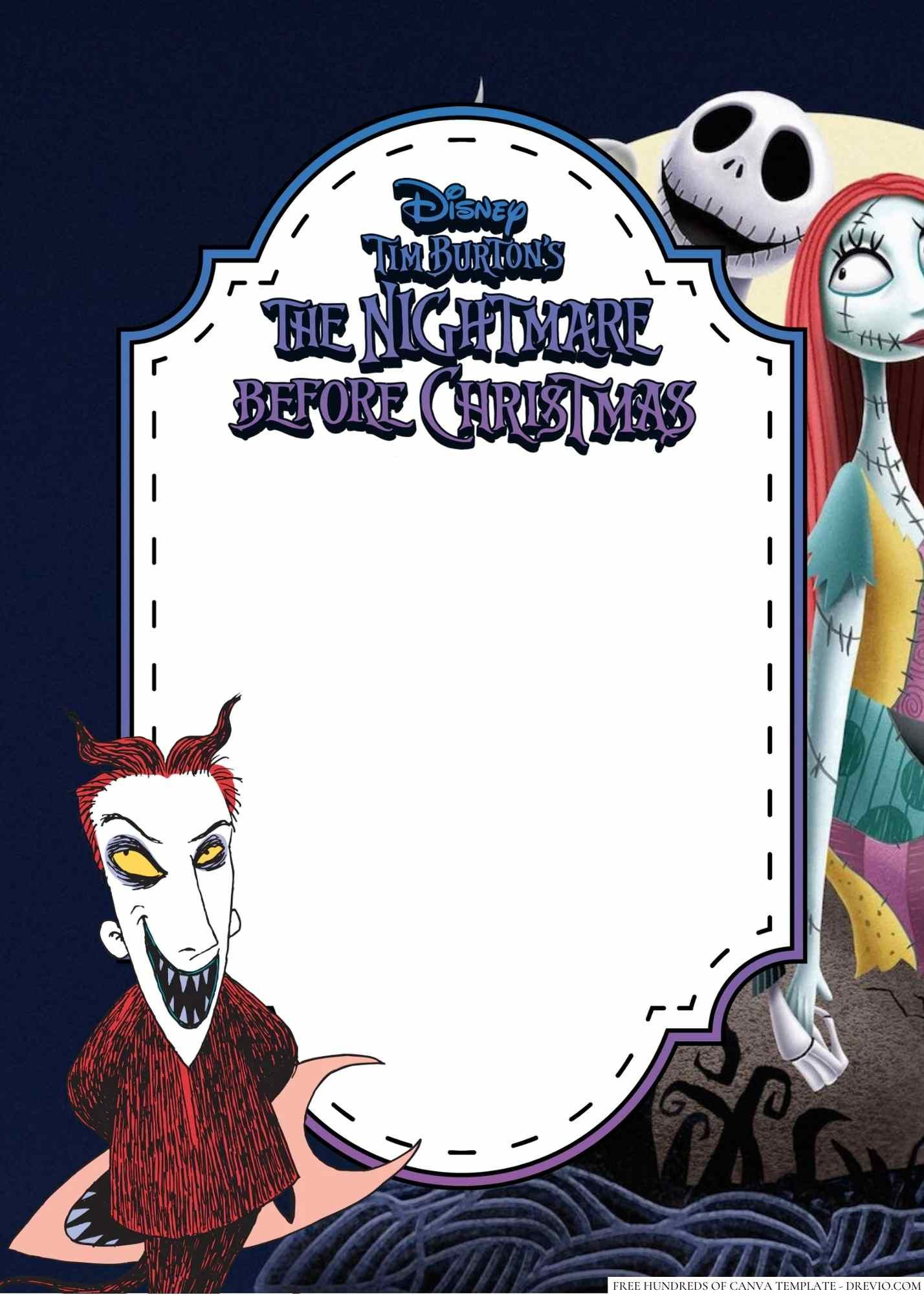 16+ The Nightmare Before Christmas Canva Birthday Invitation Templates with Nightmare Before Christmas Printable Birthday Cards