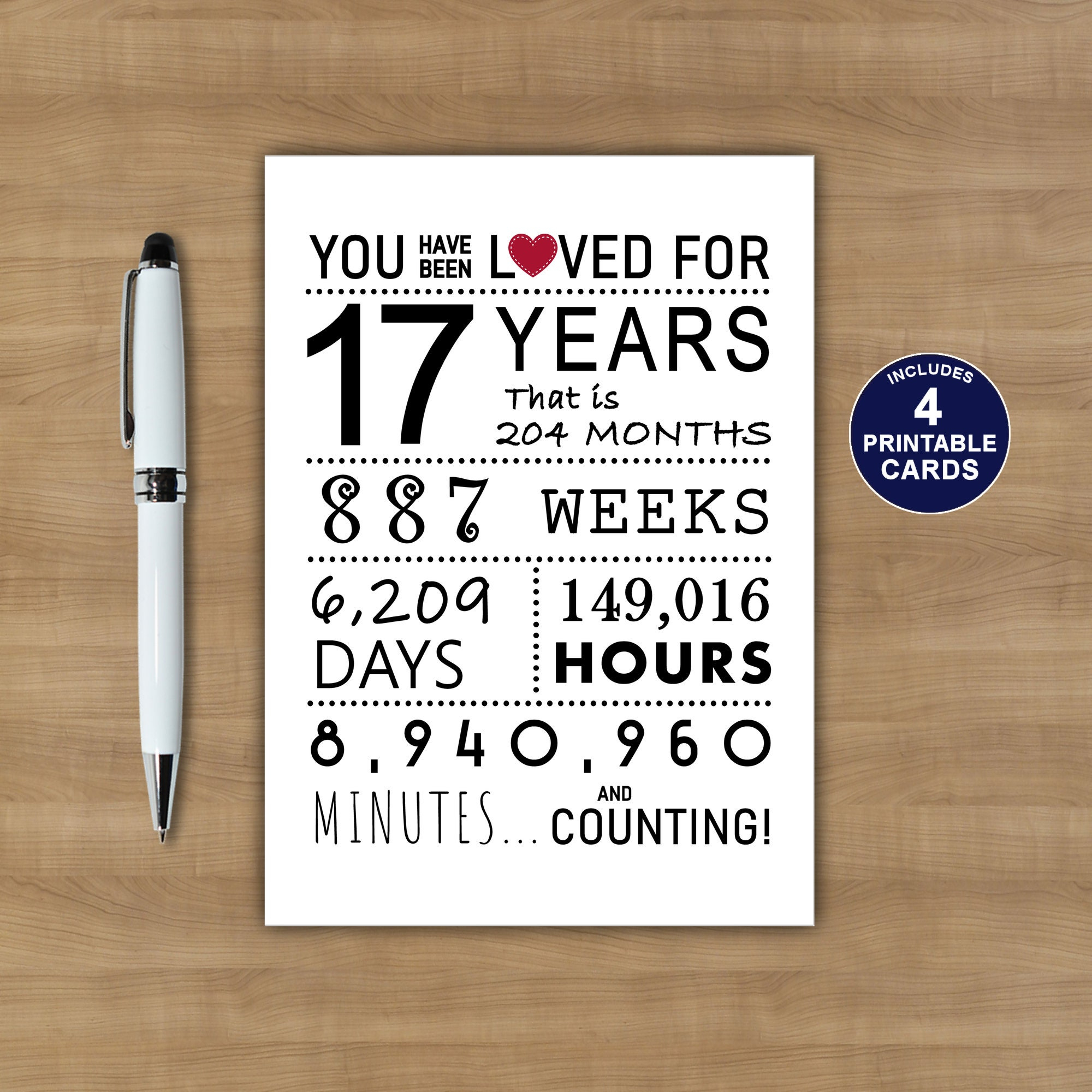 17Th Birthday Card, Printable Birthday Card, You Have Been Loved throughout 17Th Birthday Card Printable