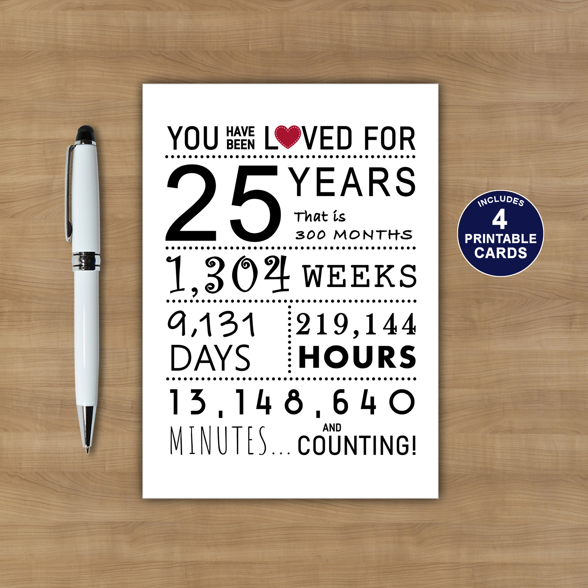 25Th Birthday Card, Printable Birthday Card, You Have Been Loved with regard to 25Th Birthday Card Printable