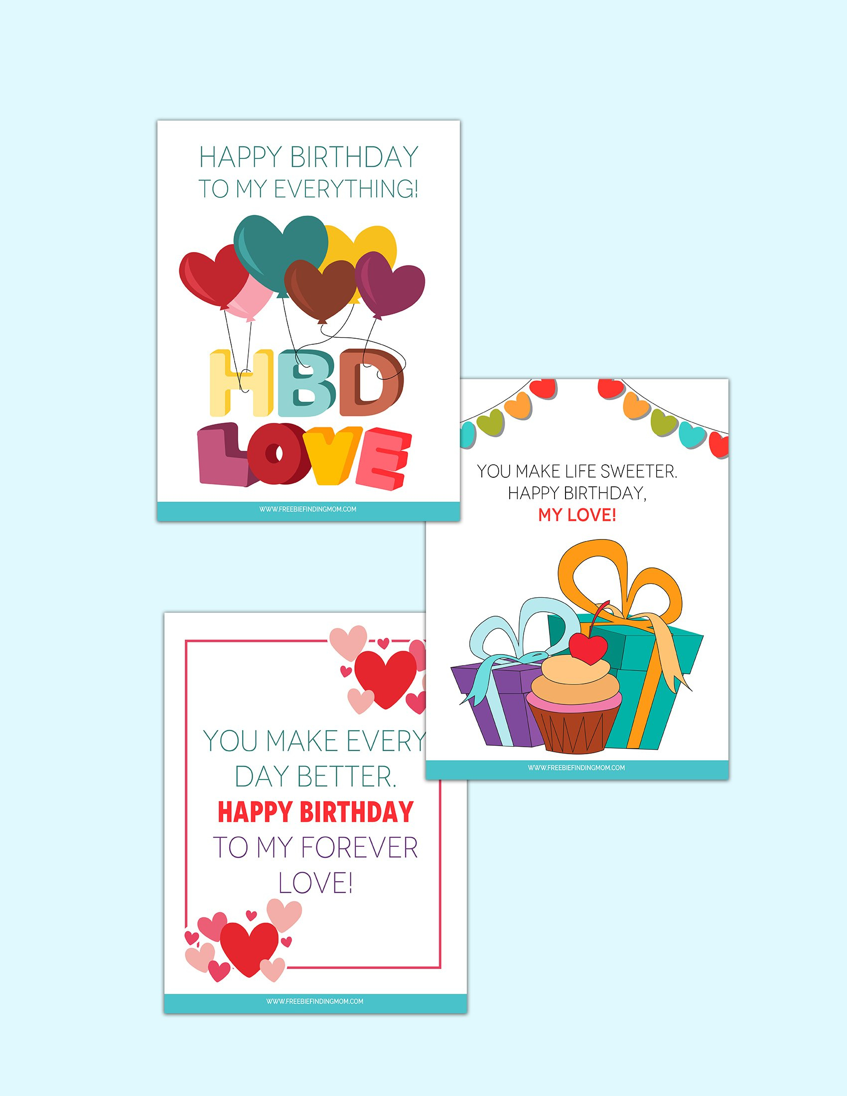 3 Free Printable Happy Birthday To My Love Quotes - Freebie with Free Printable Birthday Cards For My Love