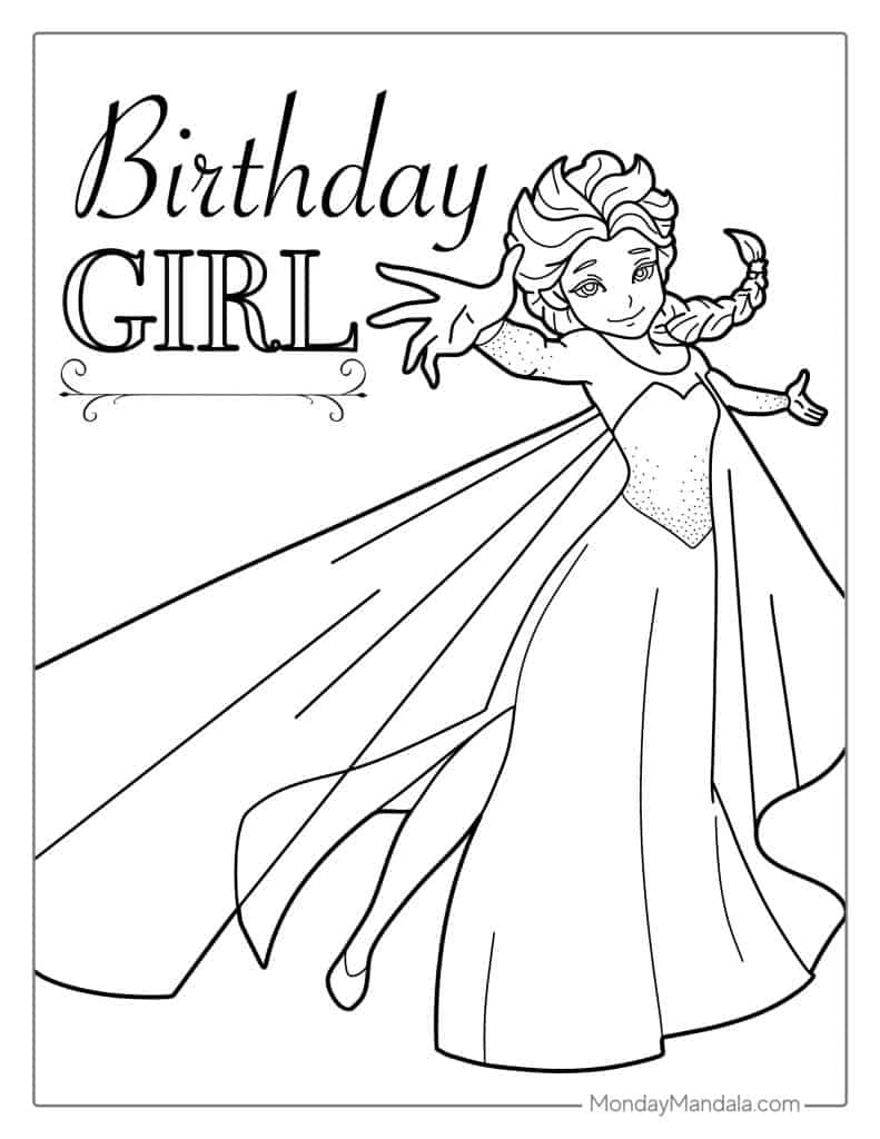 30 Elsa Coloring Pages (Free Pdf Printables) pertaining to Frozen Printable Coloring Birthday Card