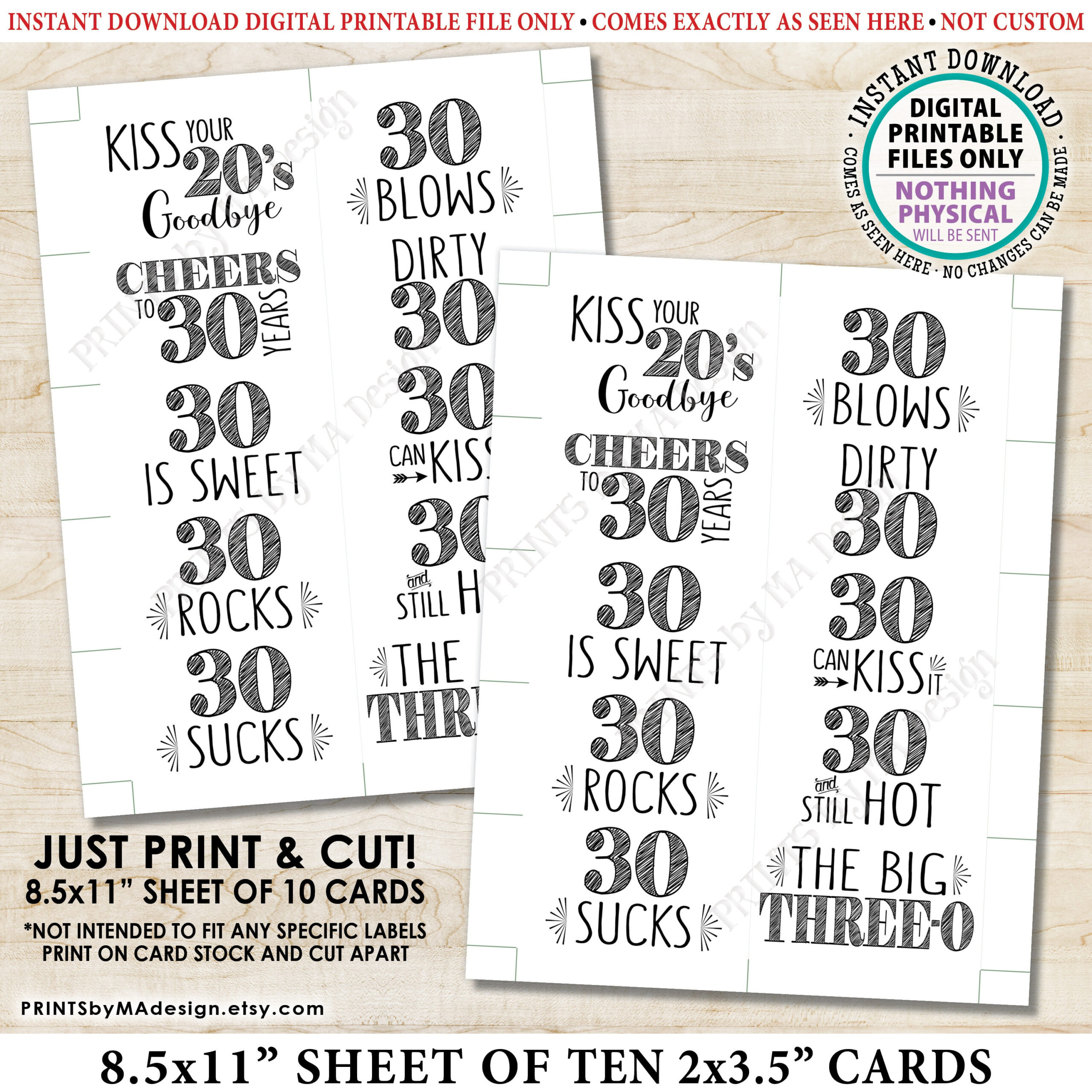 30Th Birthday Party Candy Signs, Dirty Thirty Candy Bar, 30 Sucks intended for Dirty 30 Birthday Card Printable