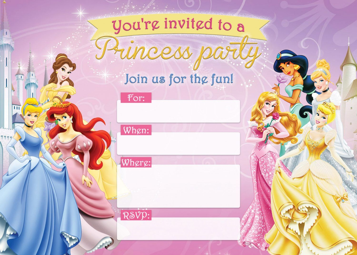 31+ Free Printable Disney Princess Birthday Invitations inside Printable Disney Princess Birthday Cards