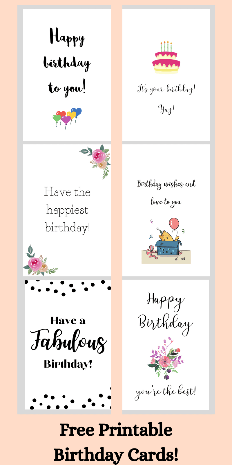 6 Cute Printable Birthday Cards For Her {Pretty &amp;amp; Free!} for Small Printable Birthday Cards