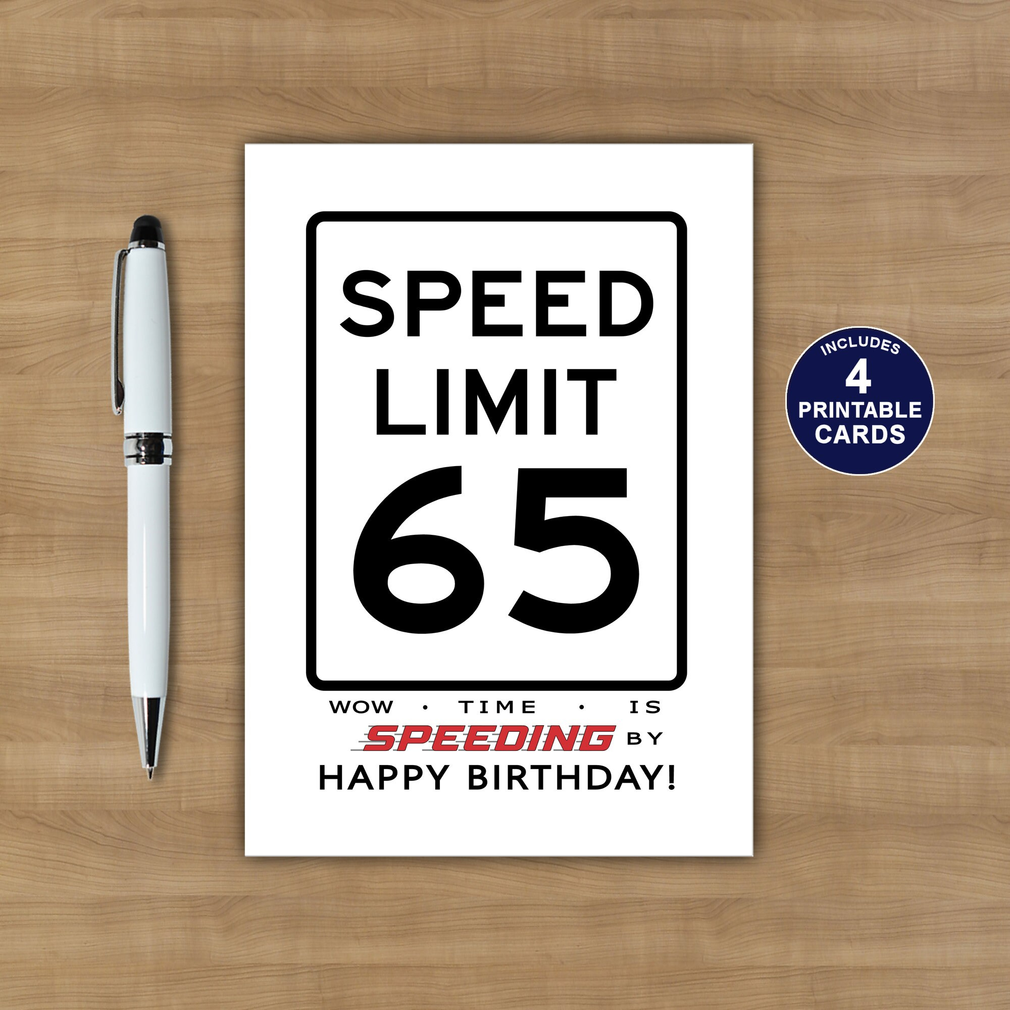 65Th Birthday Card, Speed Limit Birthday Card, Funny 65Th Birthday intended for 65 Birthday Cards Printable