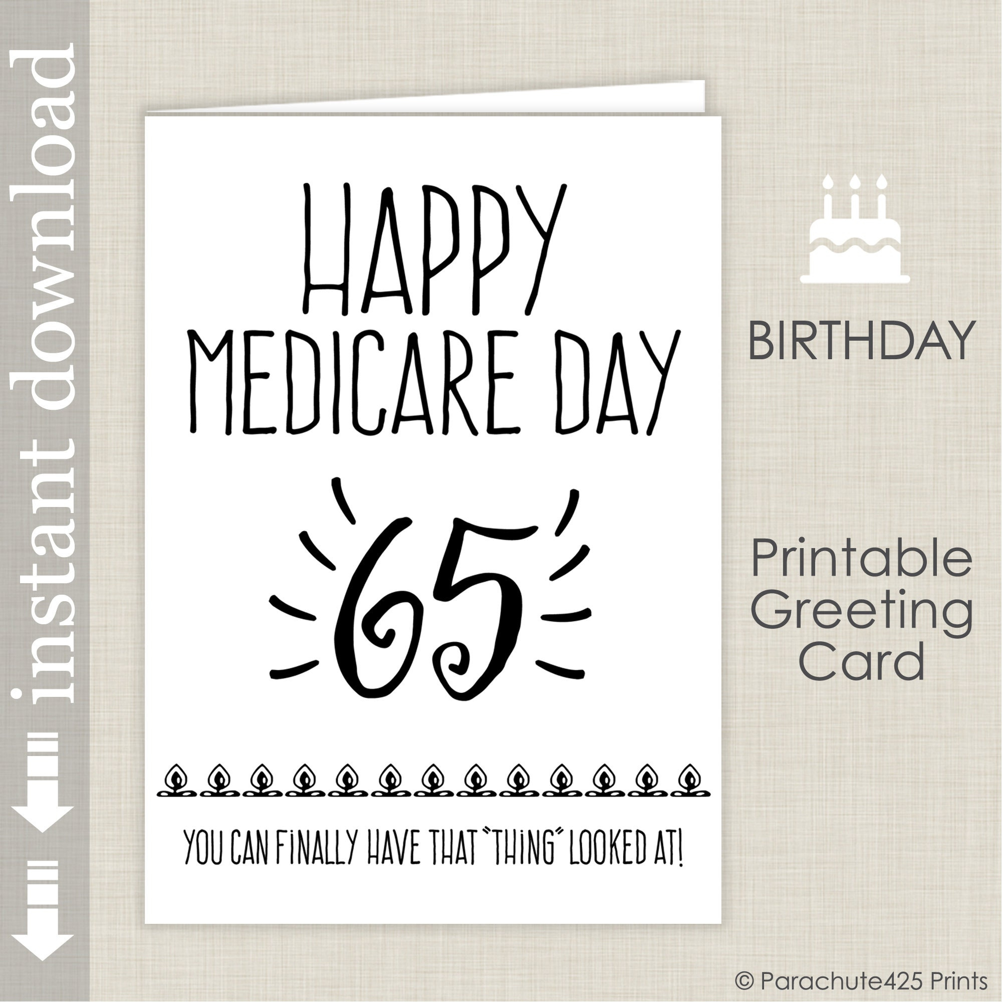 65Th Birthday, Printable Card, Birthday Printable, Medicare, Over pertaining to Free Printable 65th Birthday Cards