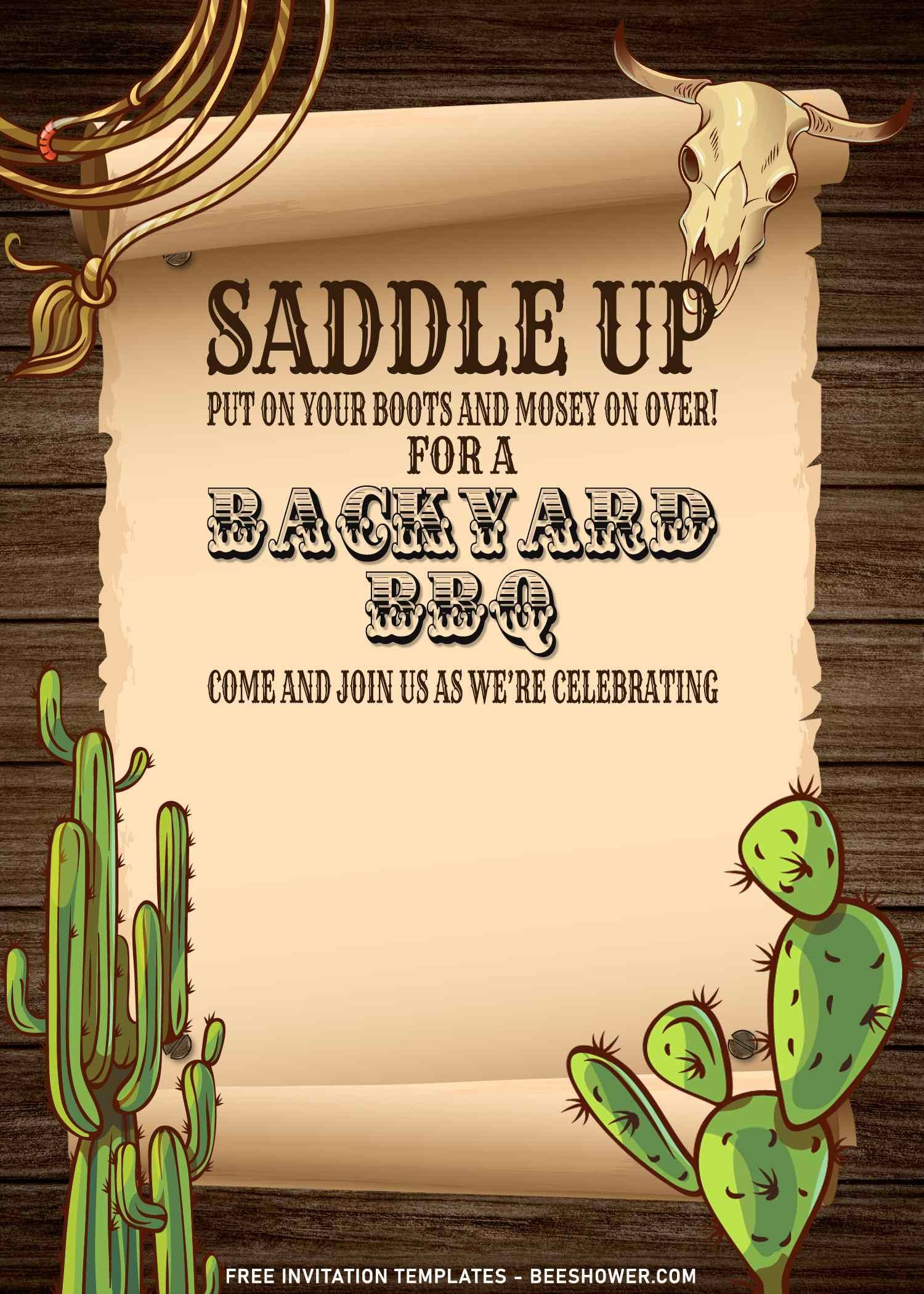 7+ Rustic Wooden Wild West Cowboy Birthday Invitation Templates with regard to Free Printable Cowboy Birthday Cards