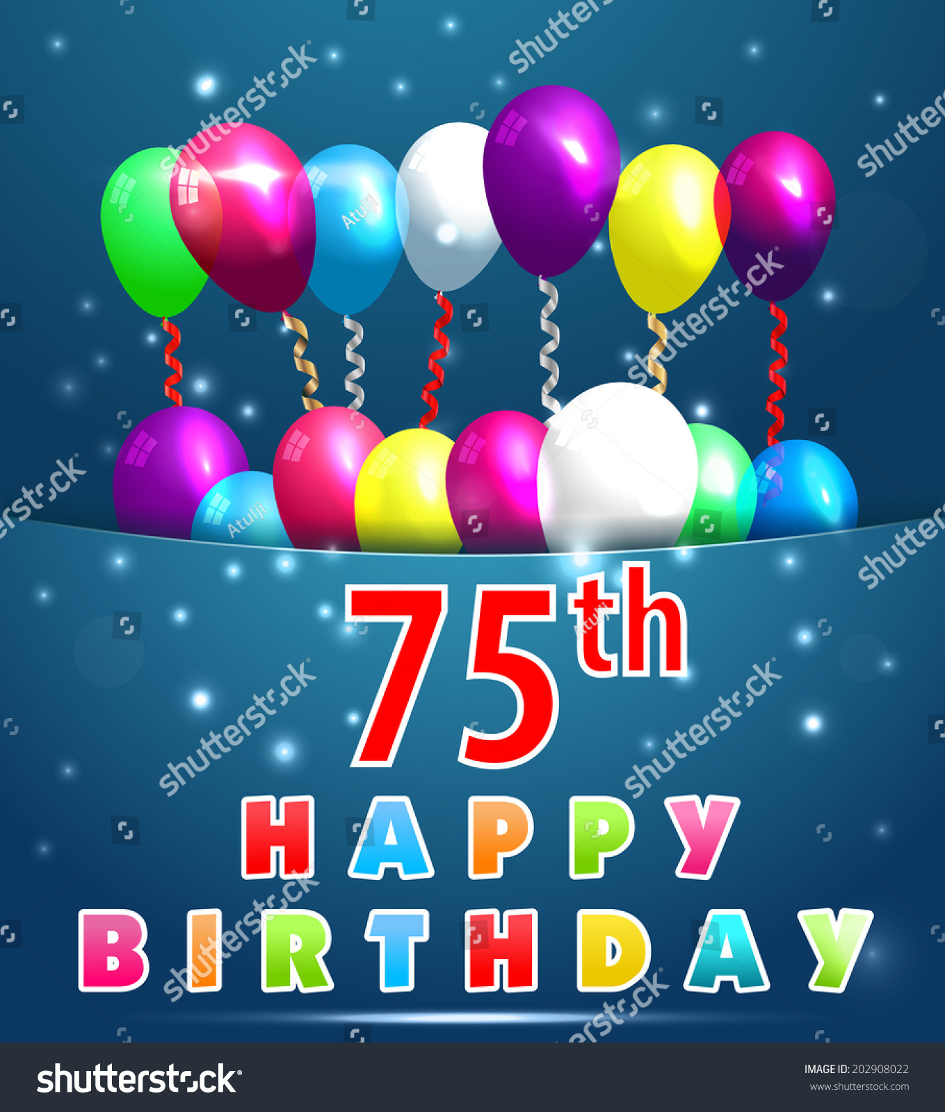 75 Year Happy Birthday Card Balloons Stock Vector (Royalty Free inside Free Printable 75th Birthday Cards