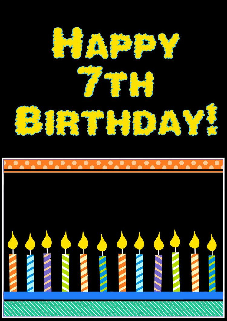 7Th Birthday Card (Candles) — Printbirthday.cards in 7Th Birthday Card Printable