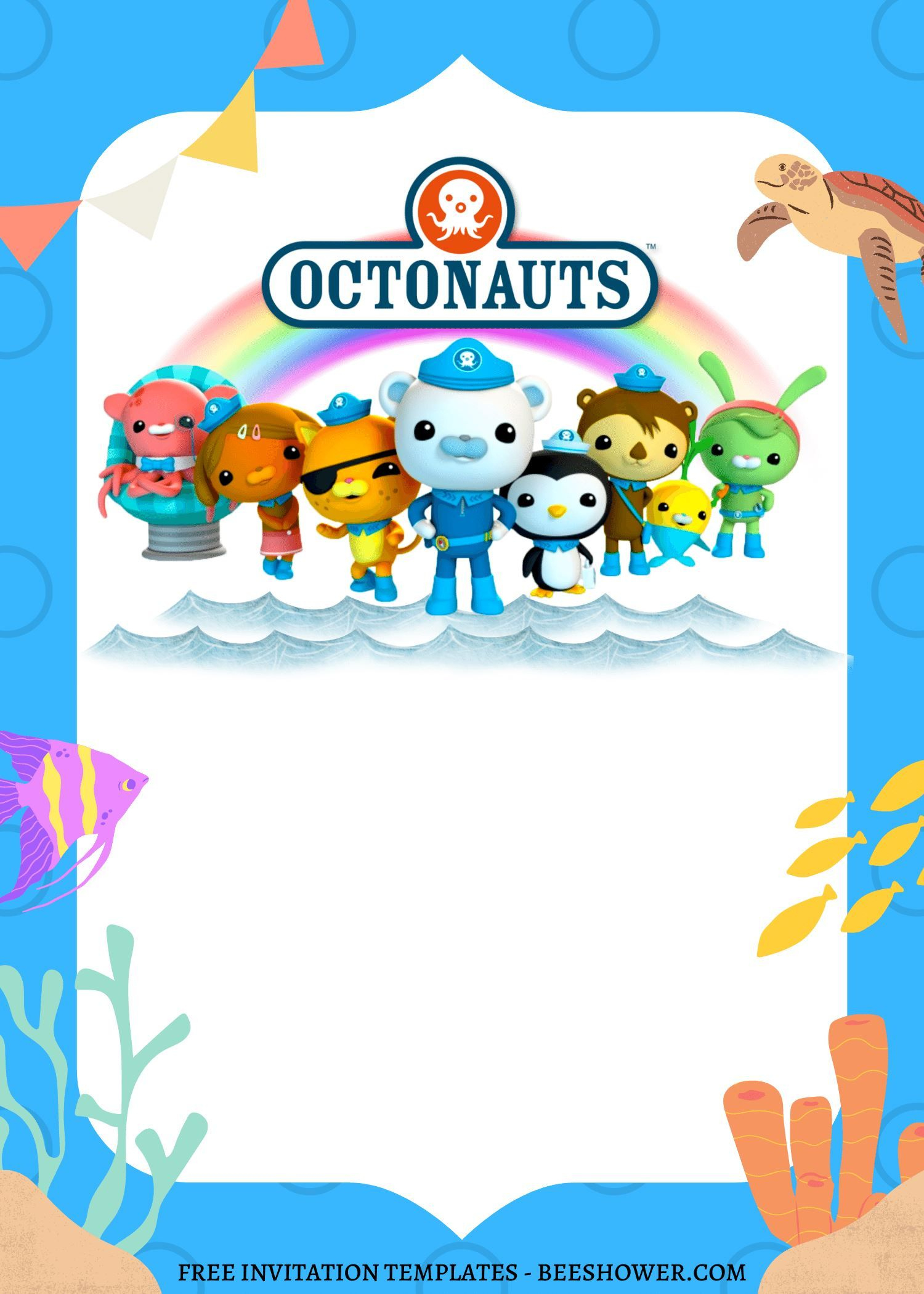 8+ Adorable Navy Octonauts Canva Birthday Invitation Templates throughout Octonauts Birthday Card Printable