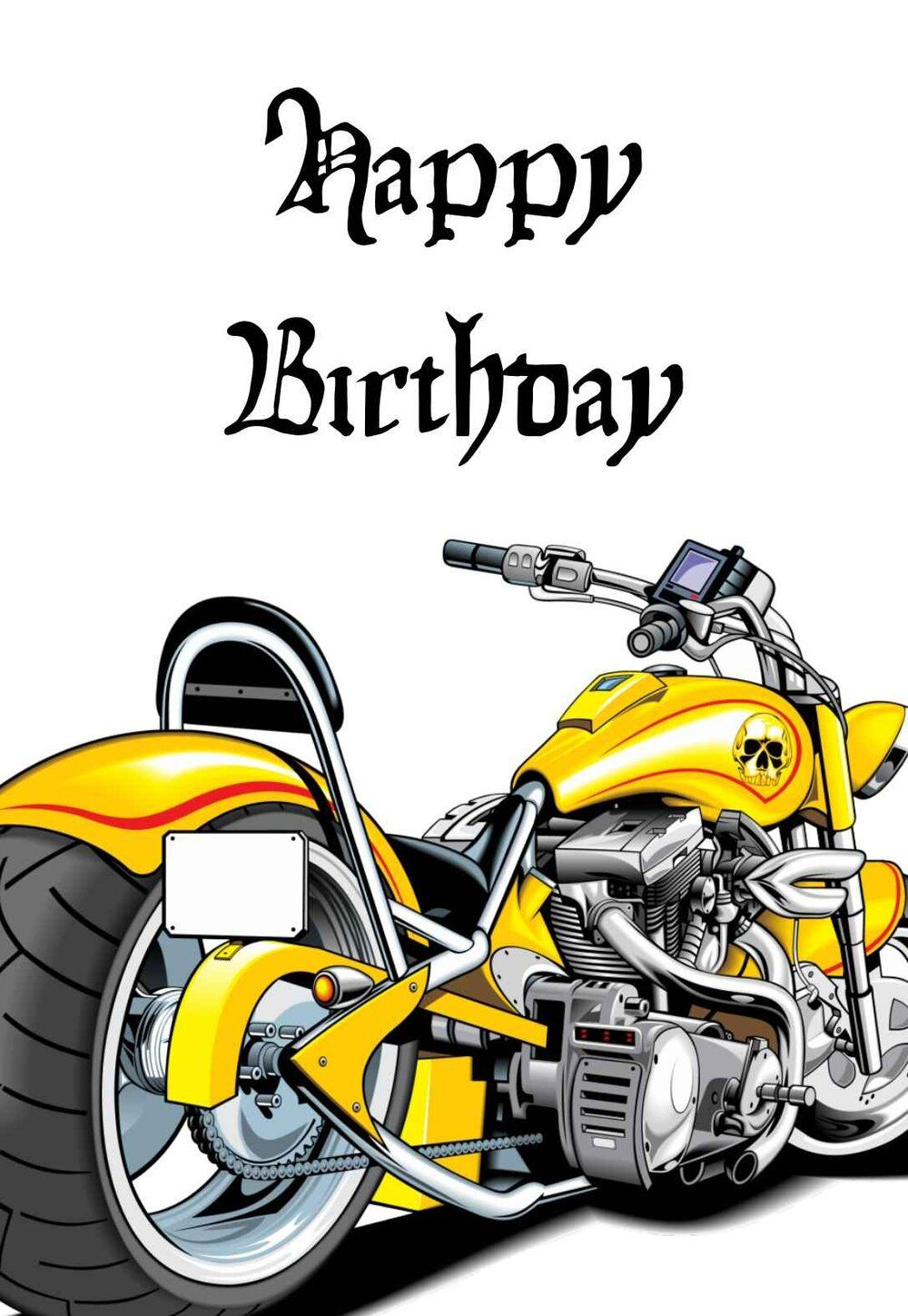 8 Motorbikes Printable Birthday Cards (Free) — Printbirthday.cards for Free Printable Harley Davidson Birthday Cards