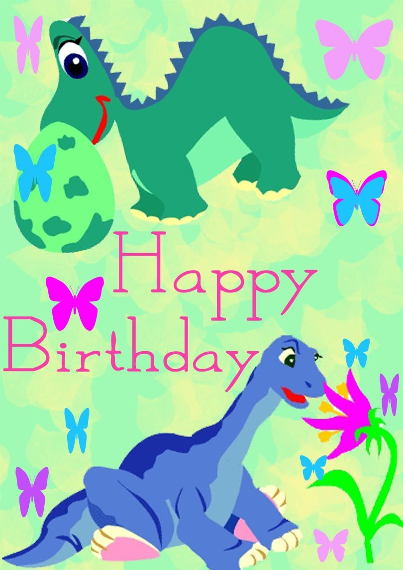 9 Dinosaur Printable Birthday Cards (Free) — Printbirthday.cards regarding Free Printable Dinosaur Birthday Cards