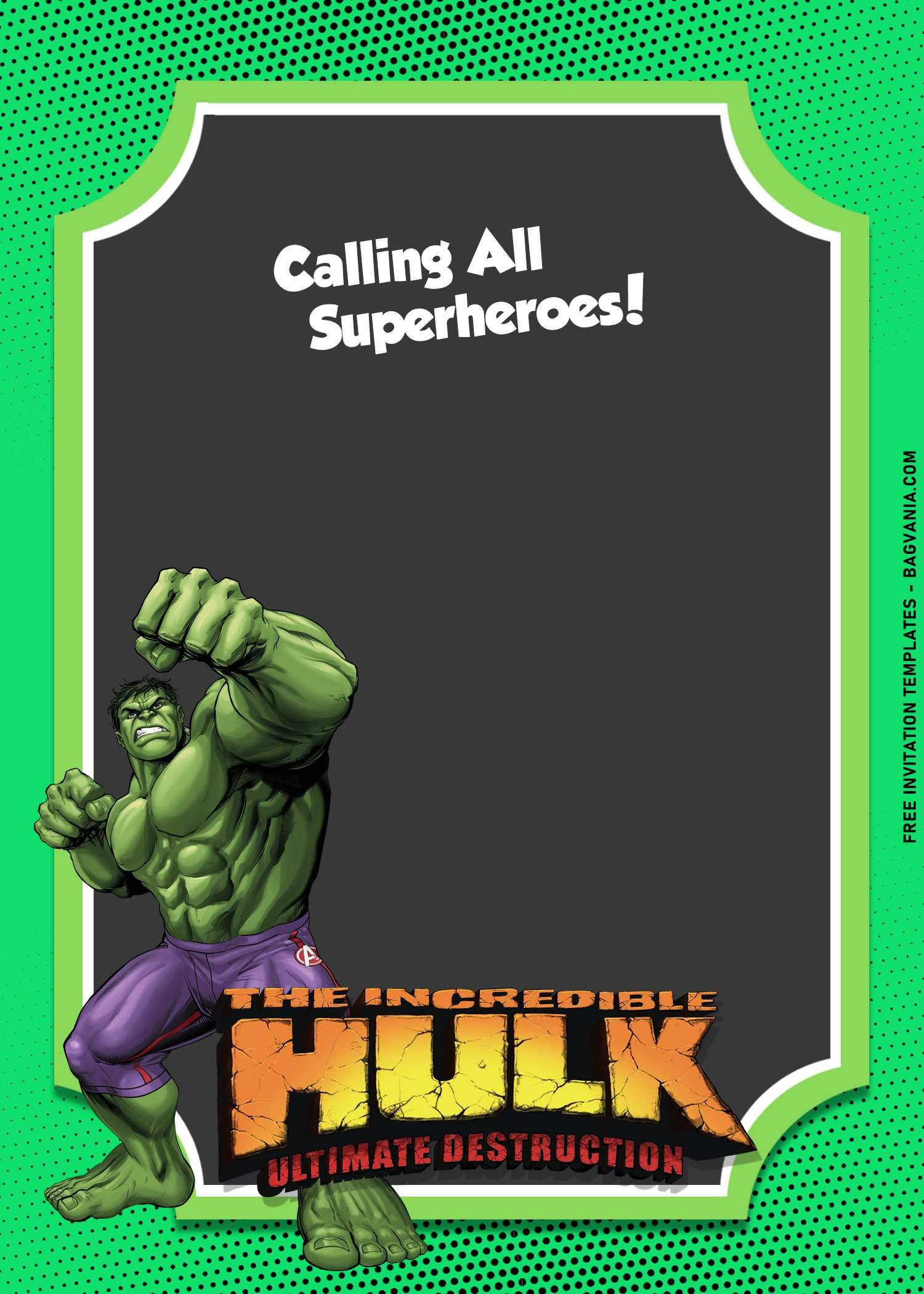 9+ Incredible Hulk Smash Birthday Invitation Templates inside Printable Hulk Birthday Cards