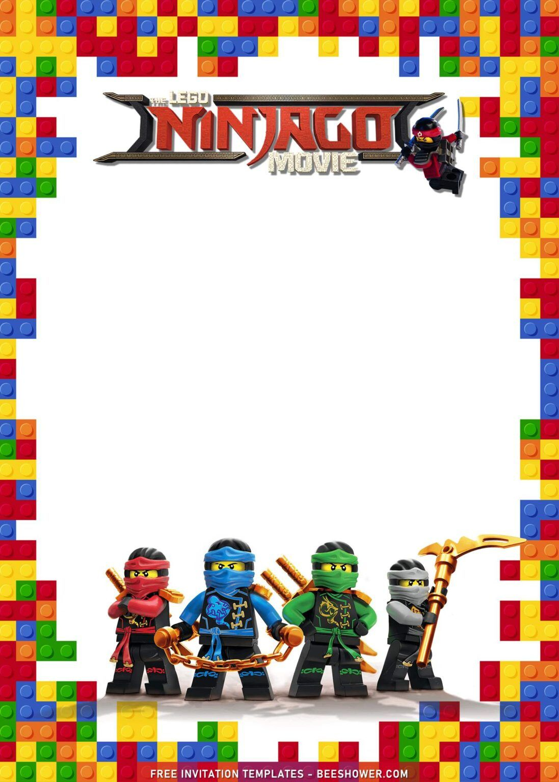 9+ Lego Birthday Invitation Templates With Awesome Ninjago | Beeshower inside Free Printable Ninjago Birthday Cards