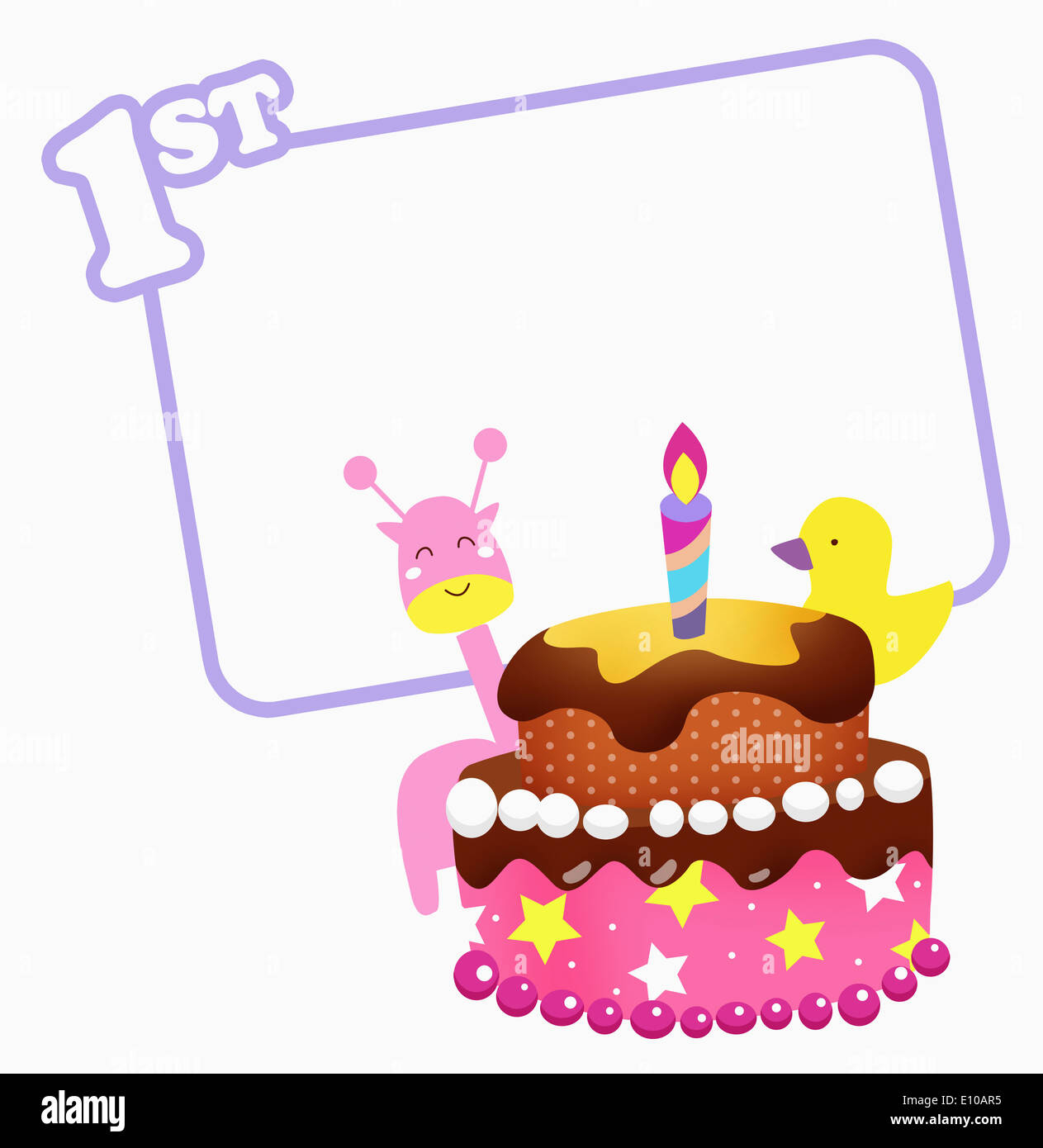 A Card Template Wishing Happy First Birthday Stock Photo - Alamy throughout Happy First Birthday Card Printable