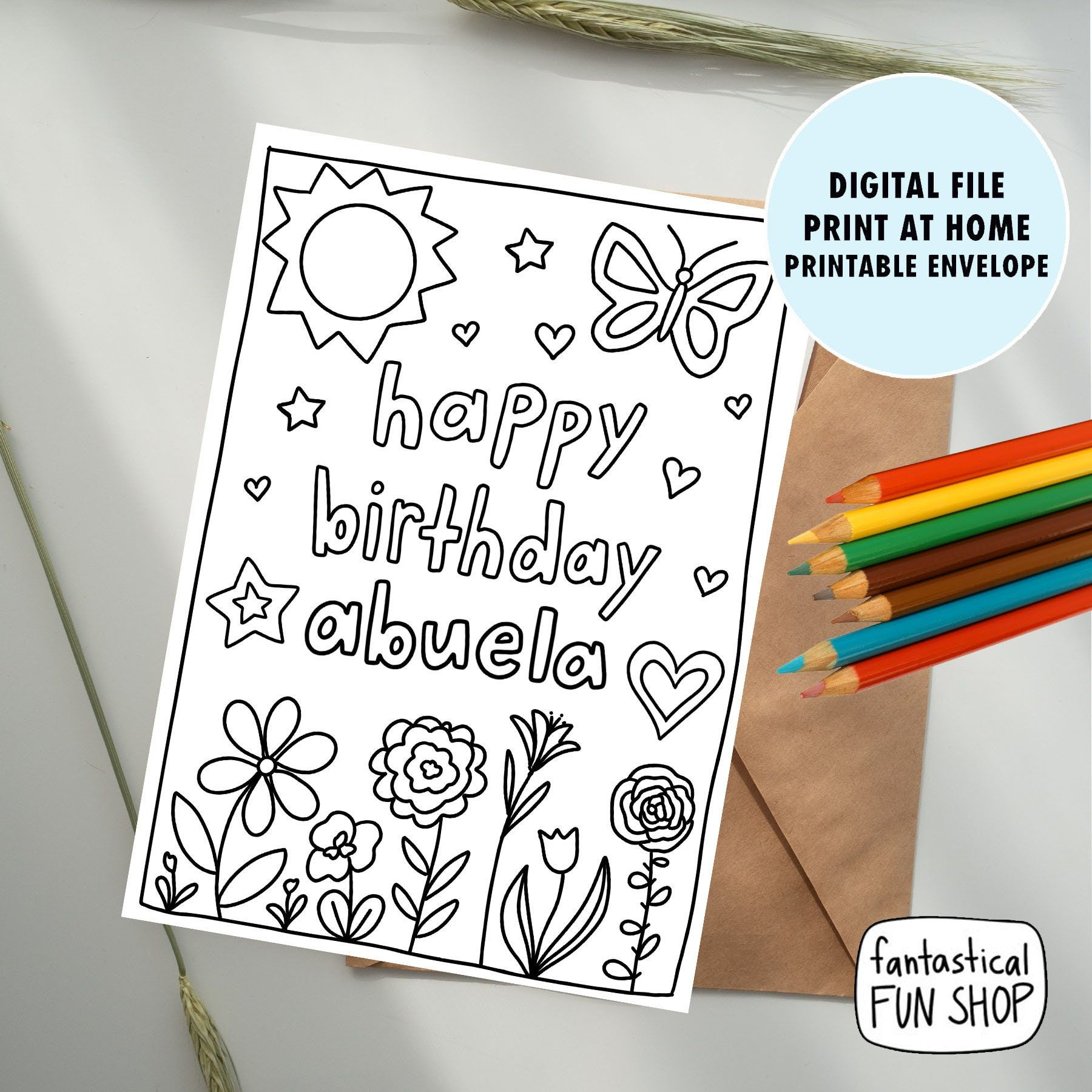 Abuela Birthday Card From Child, Colorable Card From Granddaughter inside Free Printable Birthday Cards For Nana