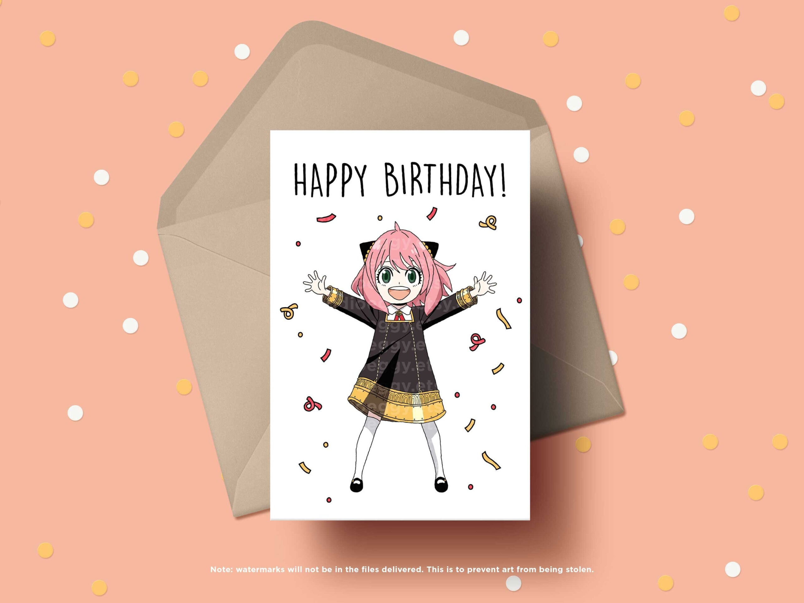 Anime Birthday Card, Printable Birthday Card, Anime Greeting Card regarding Anime Birthday Card Printable