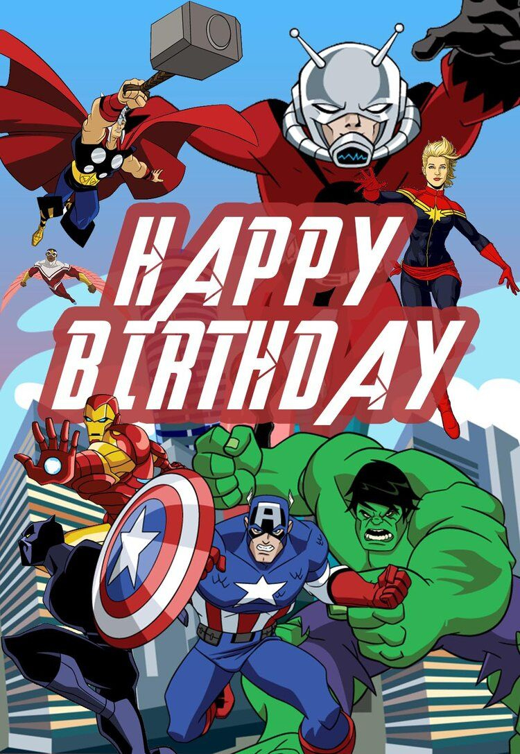 Avengers Printable Birthday Cards — Printbirthday.cards pertaining to Superhero Birthday Card Printable