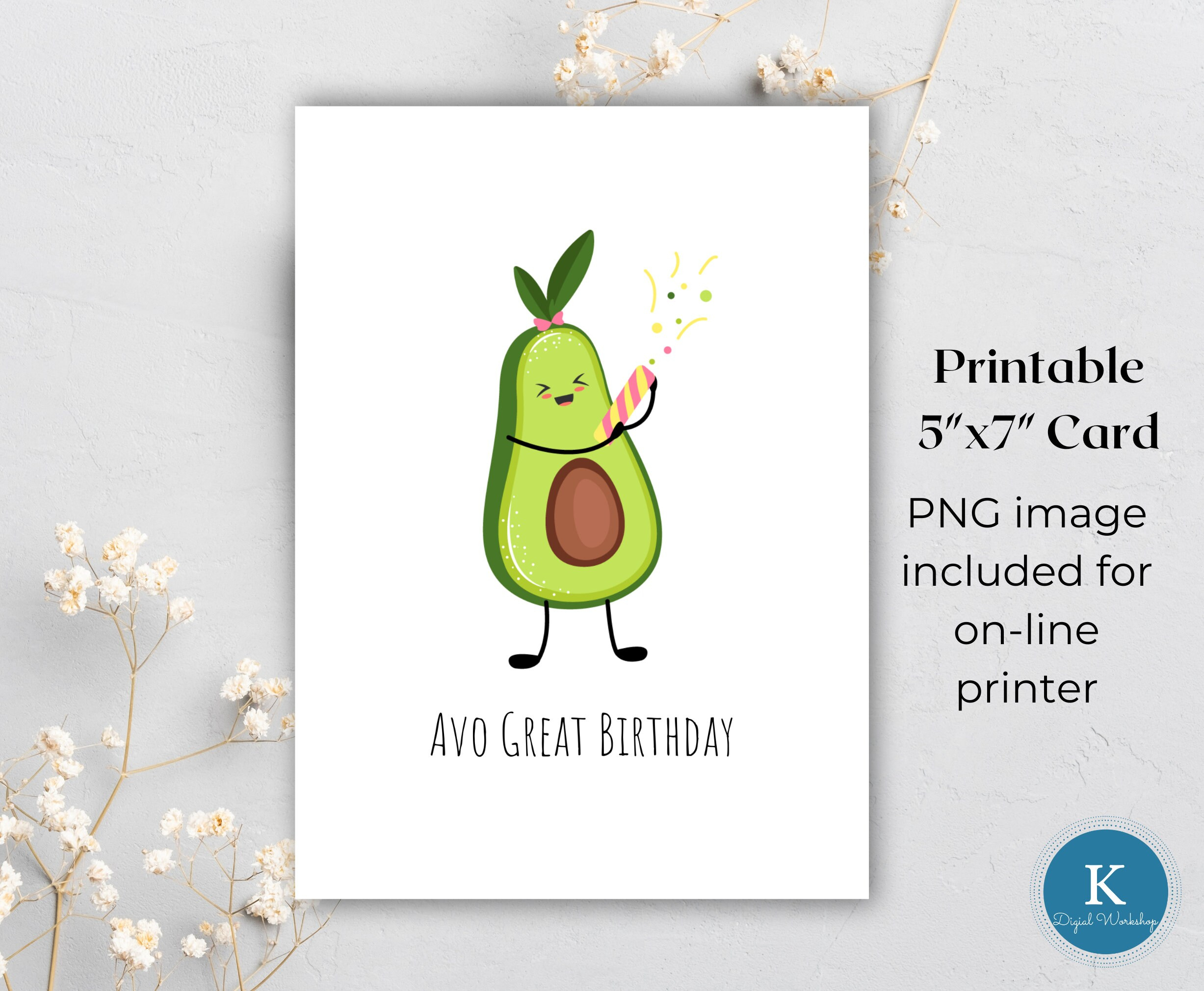 Avo Great Birthday Cardinstant Download Printable Avocado Birthday in Avocado Birthday Card Printable