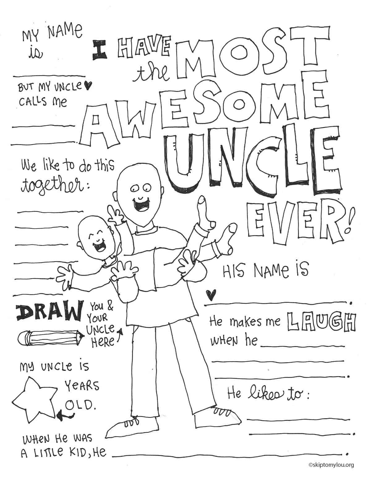 Awesome Uncle Coloring Page | Skip To My Lou in Free Printable Coloring Birthday Card For Uncle