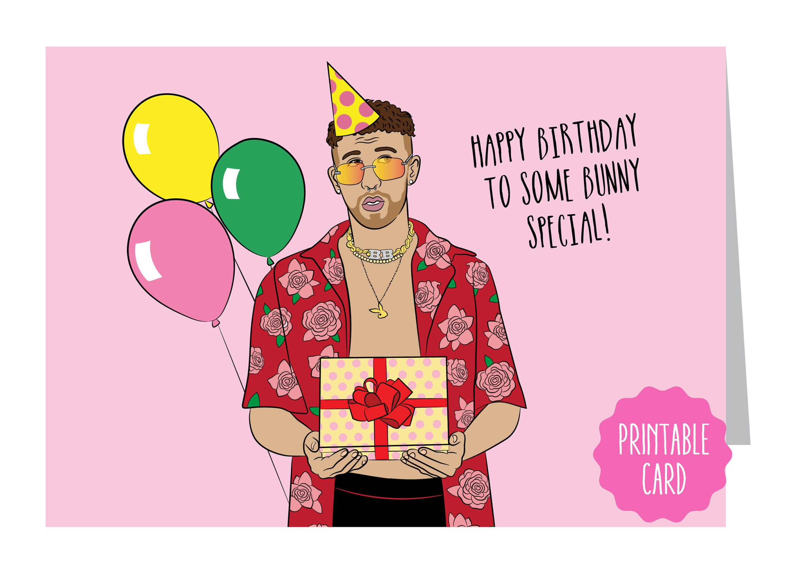 Bad Bunny Geburtstagskarte Bad Bunny Karte Bad Bunny Sticker Bad within Bad Bunny Birthday Card Printable