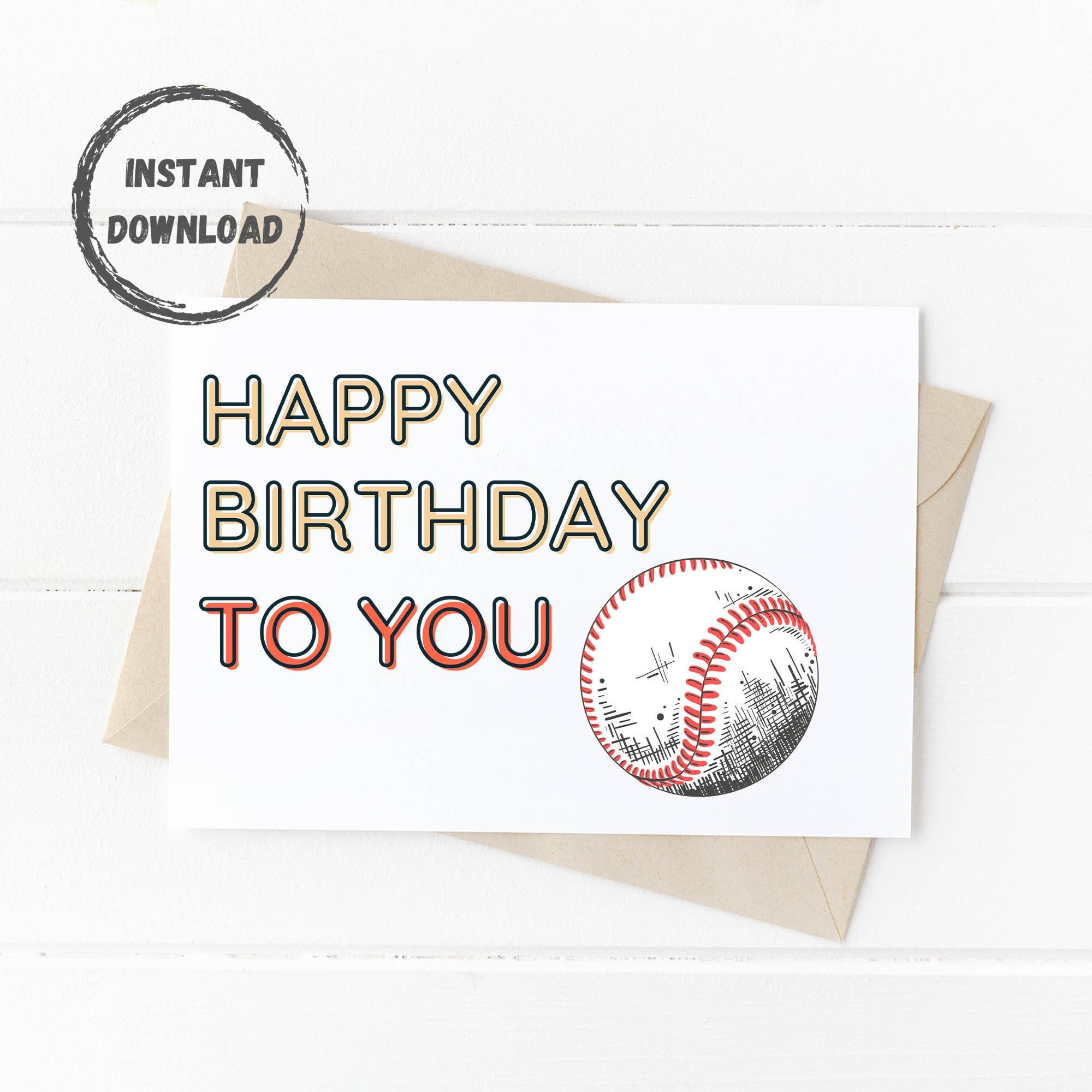 Baseball Birthday Card, Printable Greeting Card, Digital Download intended for Printable Baseball Birthday Card