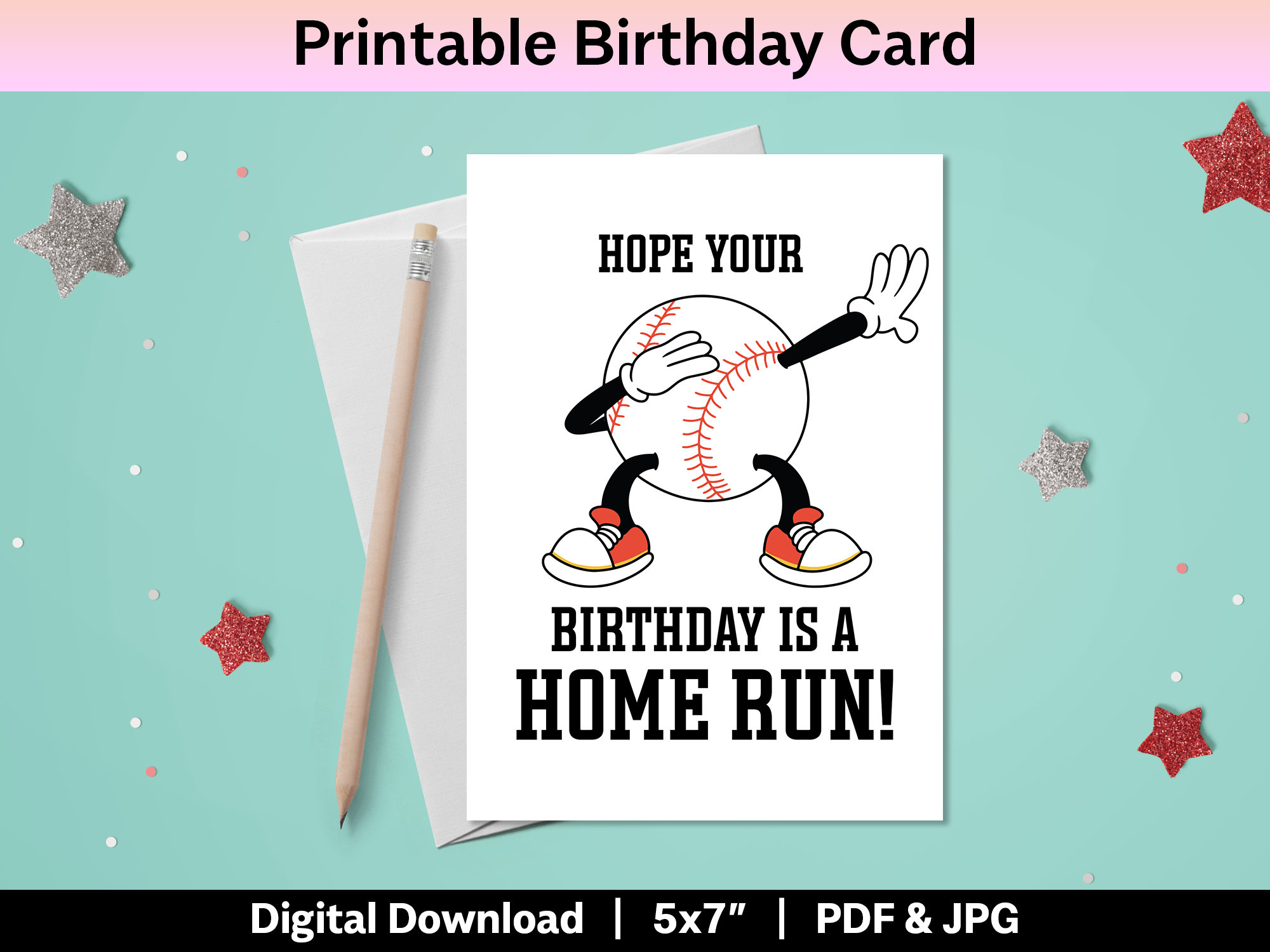 Baseball Birthday Card Printable Happy Birthday Diy Card For Son in Baseball Birthday Card Printable