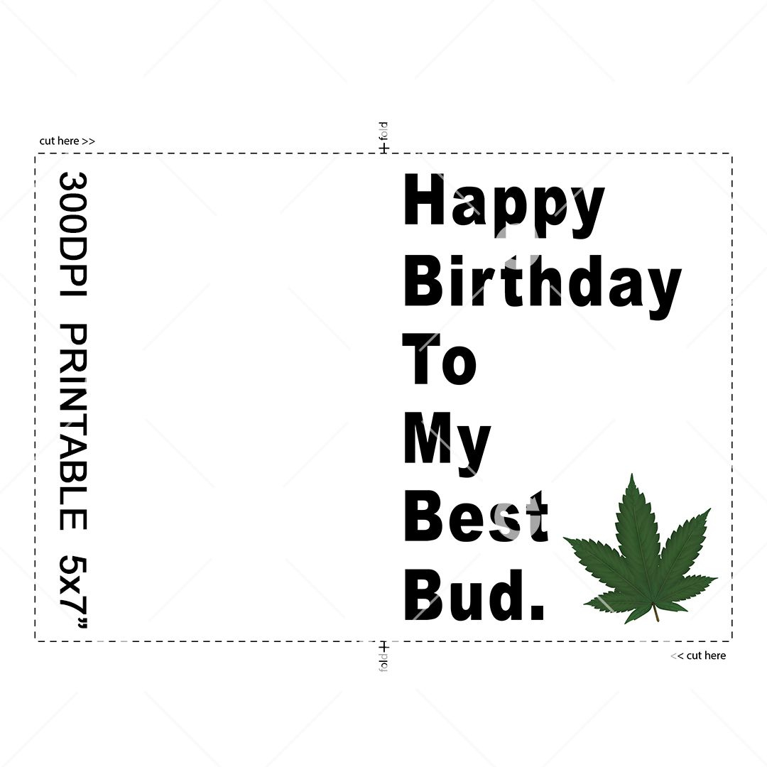 Best Bud Marijuana Birthday Card | Svged regarding Printable Stoner Birthday Cards