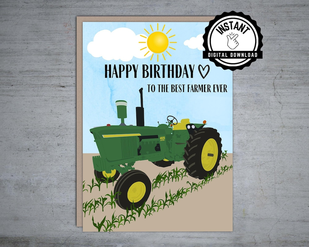 Best Farmer Ever Happy Birthday Tractor Birthday Card Printable Tractor Card Foldable 5X7 Instant Digital Download - Etsy Australia within Tractor Birthday Card Printable