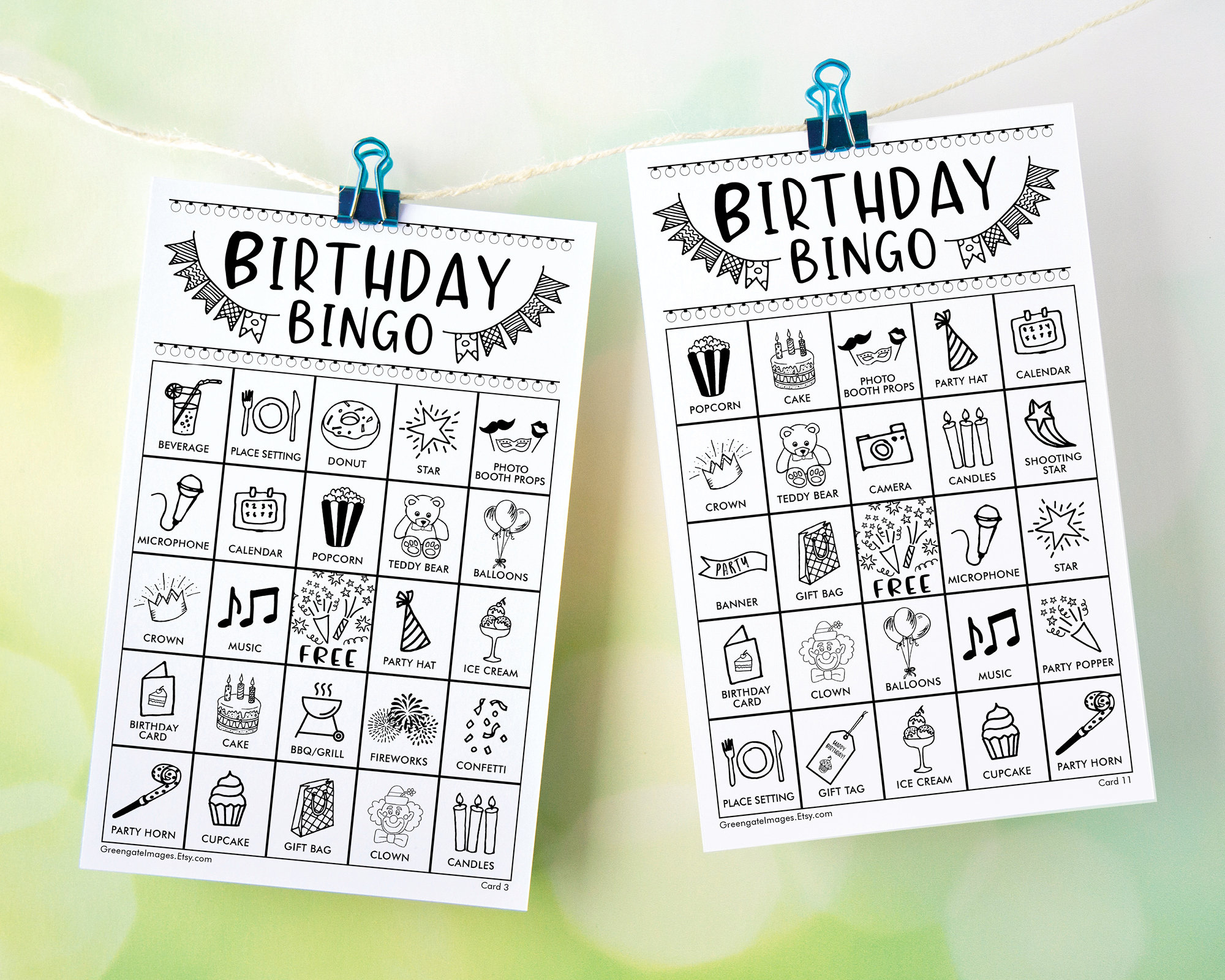 Birthday Bingo Cards: Printable Bingo Cards, Black And White, 50 for Printable Birthday Bingo Cards