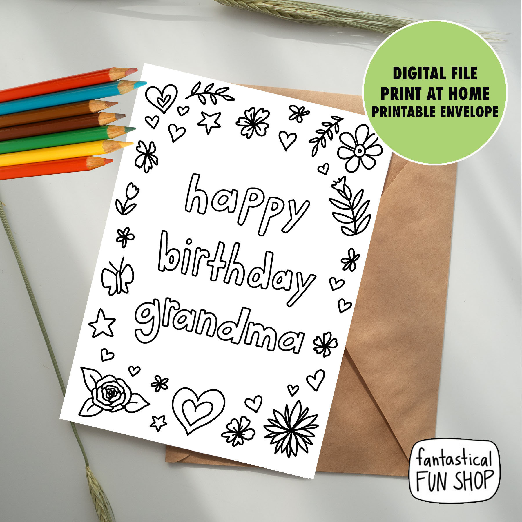 Birthday Card For Grandma From Grandchild, Printable, Instant intended for Foldable Printable Birthday Cards For Grandma