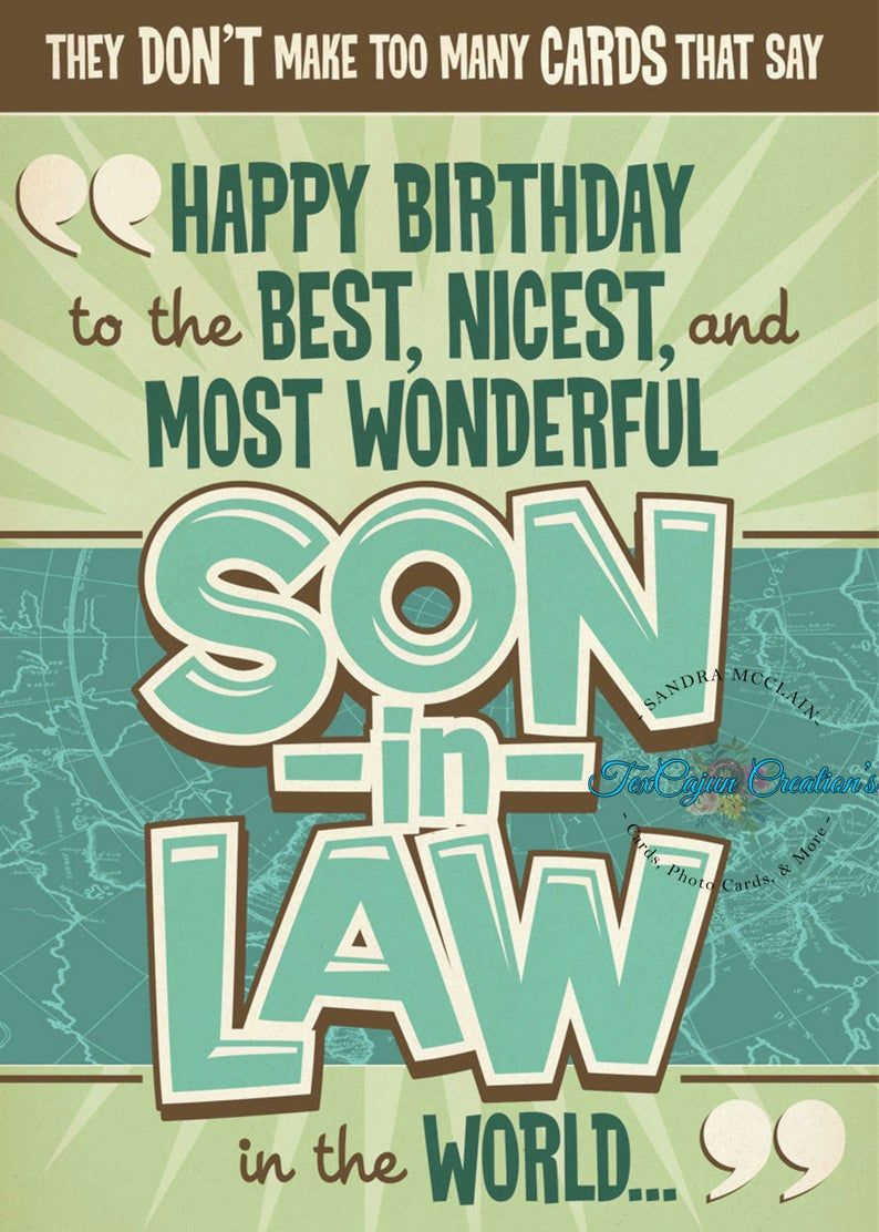 Birthday Card For Son-In-Law, Birthday Card, Son In Law Birthday inside Free Printable Birthday Cards For Son in Law