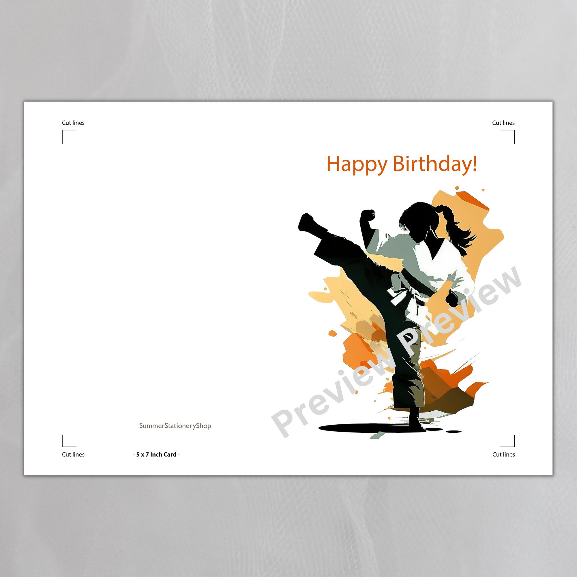 Birthday Card Karate Card Digital Download Printable Birthday Card pertaining to Karate Birthday Card Printable