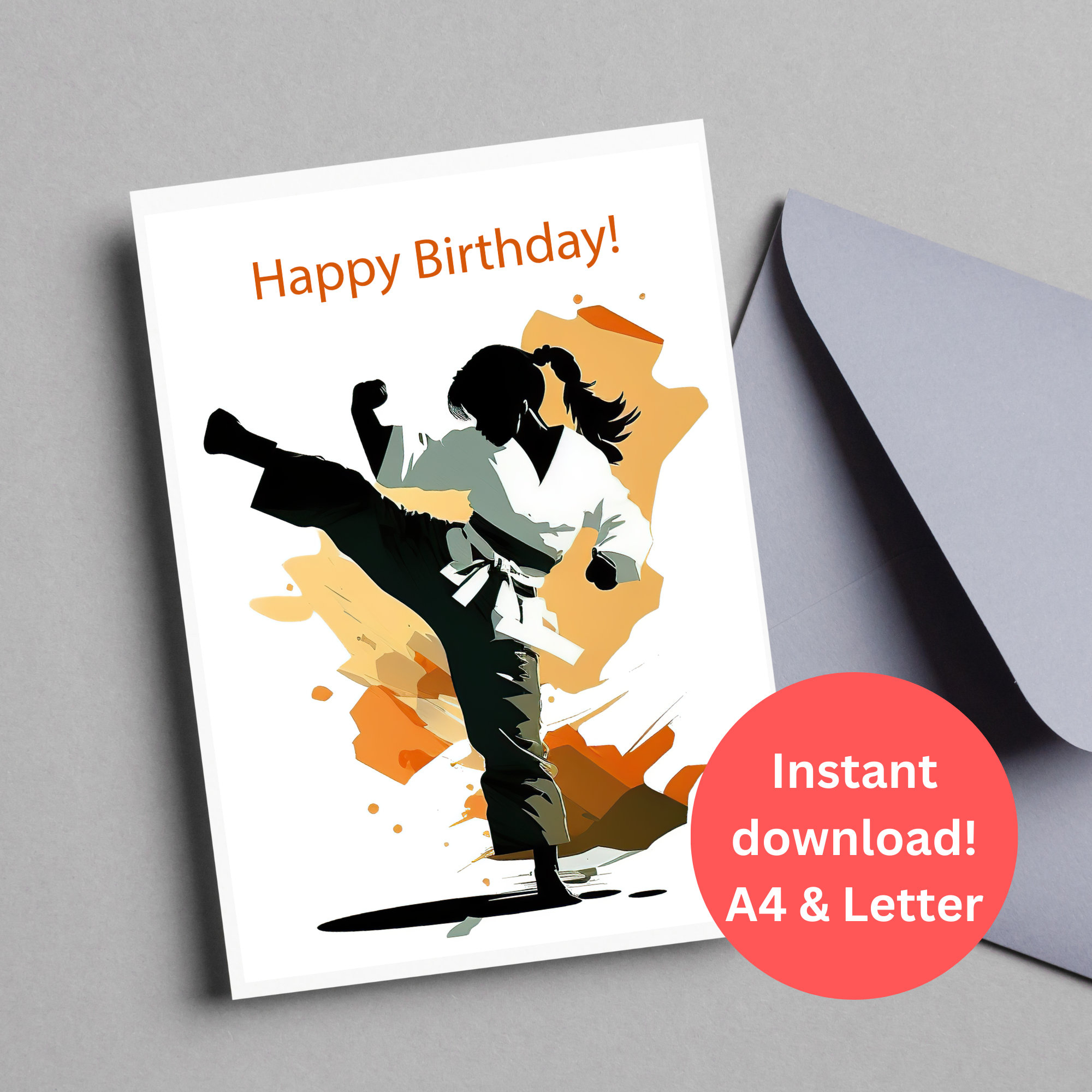 Birthday Card Karate Card Digital Download Printable Birthday Card with Karate Birthday Card Printable