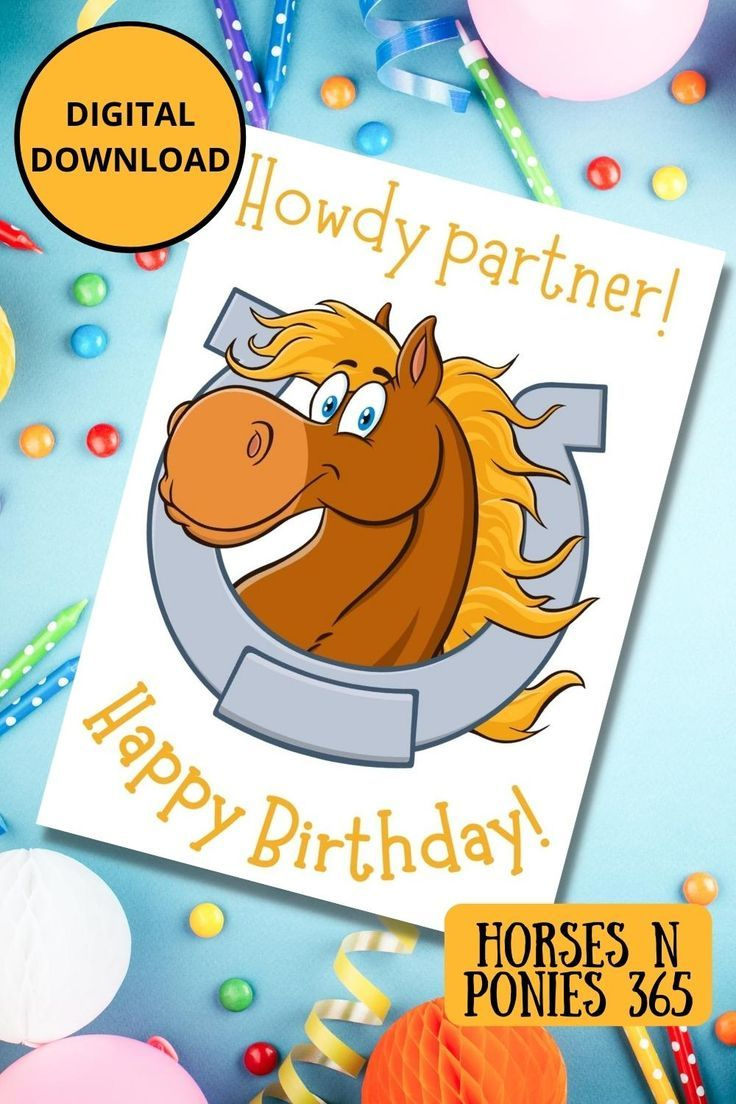 Birthday Card Printable, Downloadable Cards For Horse Lovers in Free Printable Birthday Cards With Horses