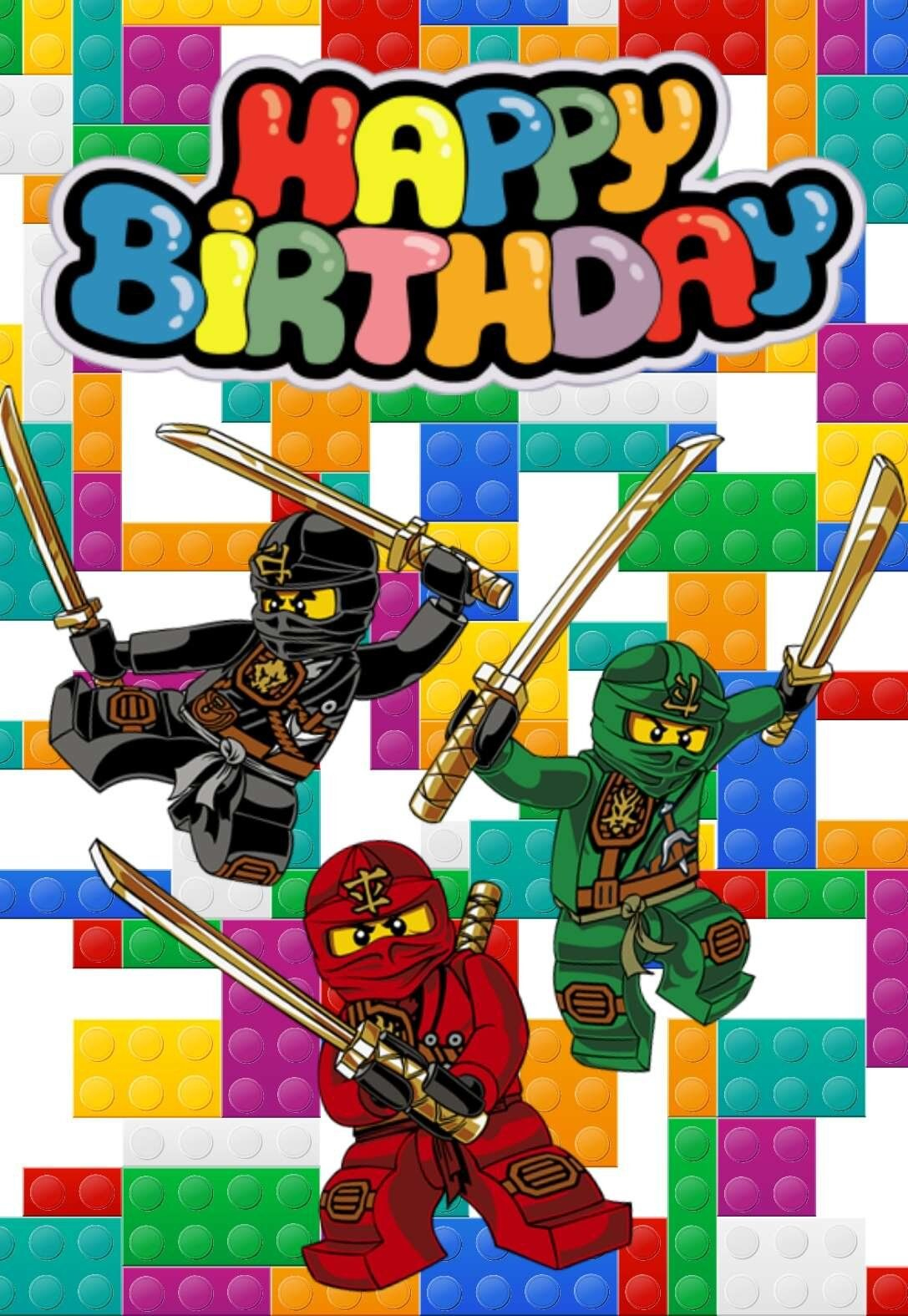 Birthday Card Printable, Ninjago Birthday, Lego Ninjago Birthday for Free Lego Birthday Card Printable