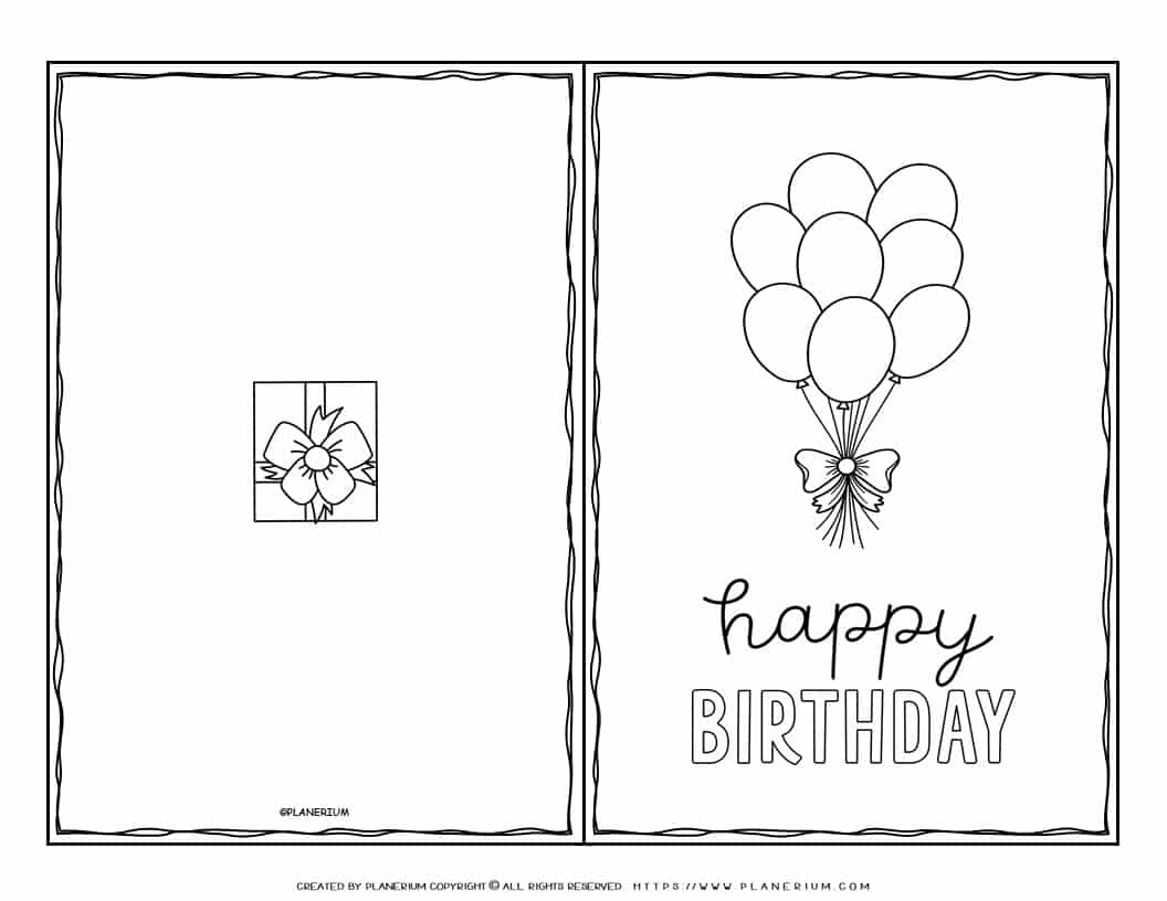 Birthday Card Template - Happy Birthday Balloons | Planerium for Printable Birthday Card Templates