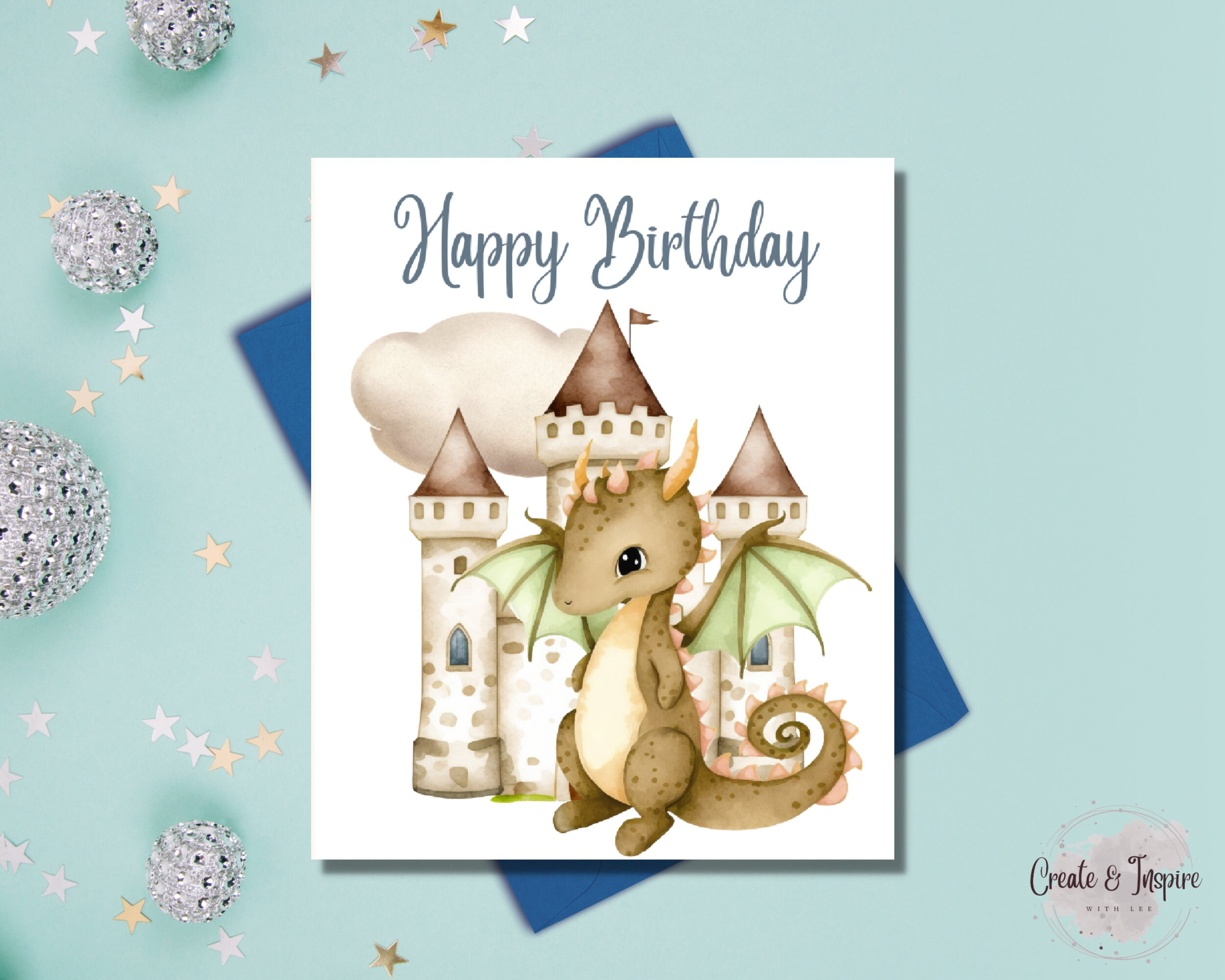 Birthday Card With Dragon Theme Printable Birthday Card Digital with Dragon Birthday Cards Printable