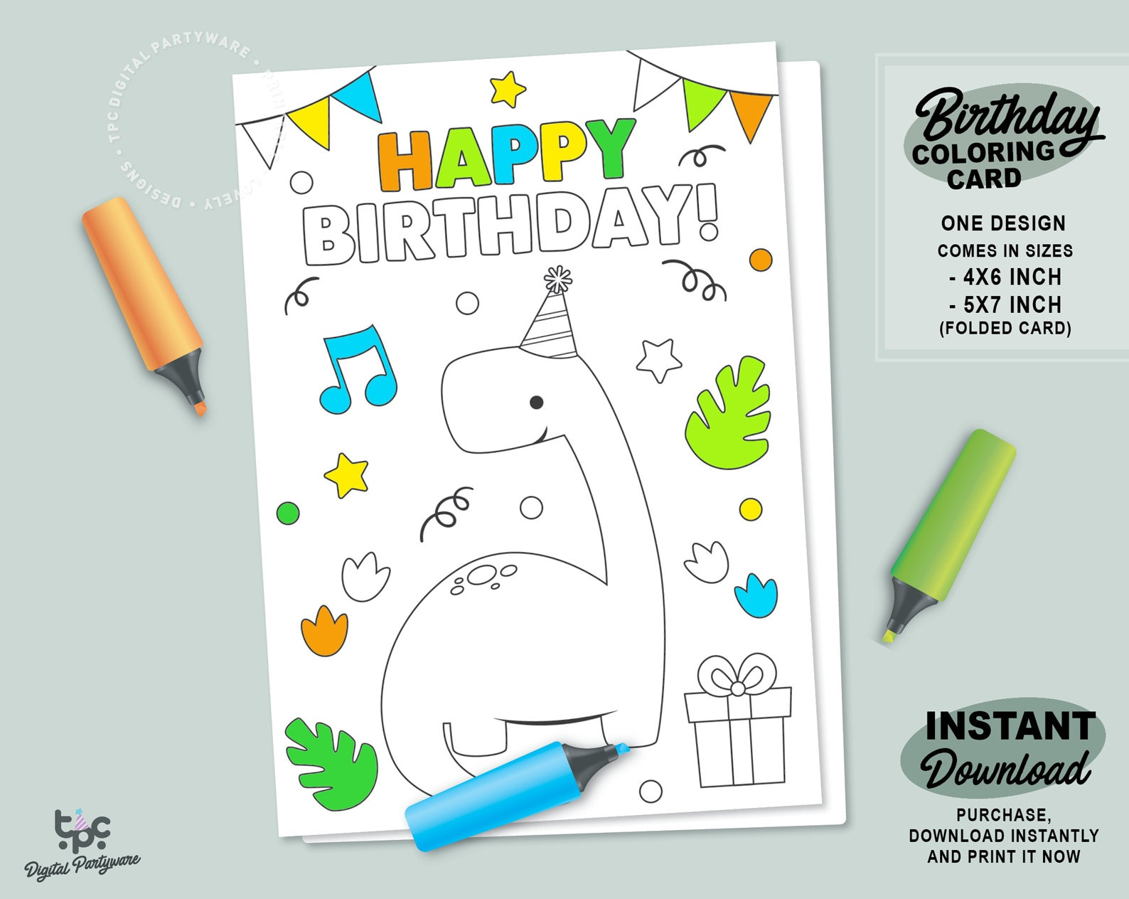 Birthday Coloring Card Printable Dinosaur Party Card Coloring in Printable Dinosaur Happy Birthday Card