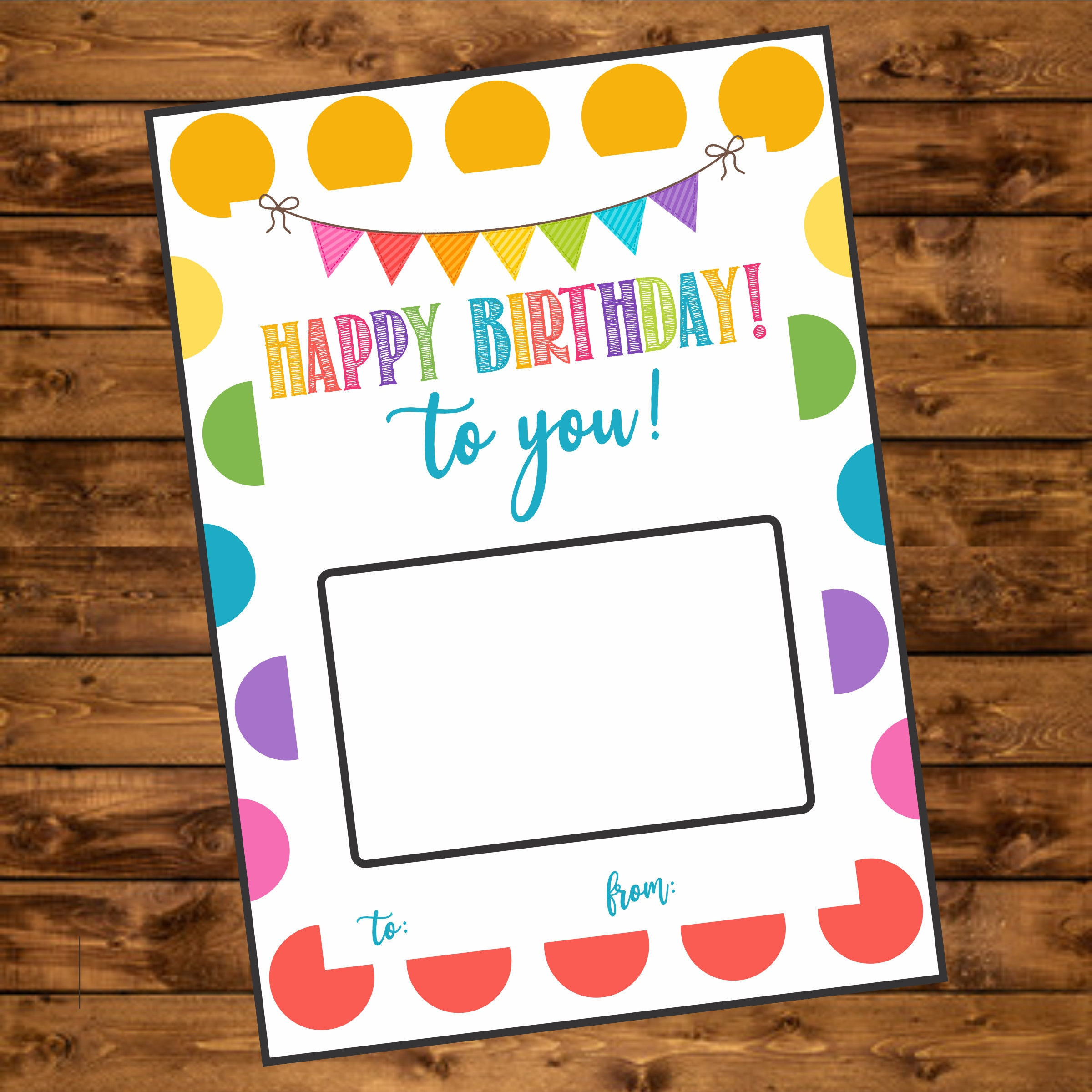 Birthday Gift Card Holder, Birthday Gift, Instant Download, Colorful Card Holder, Birthday Present, Happy Birthday To You with Printable Gift Card Holder Birthday