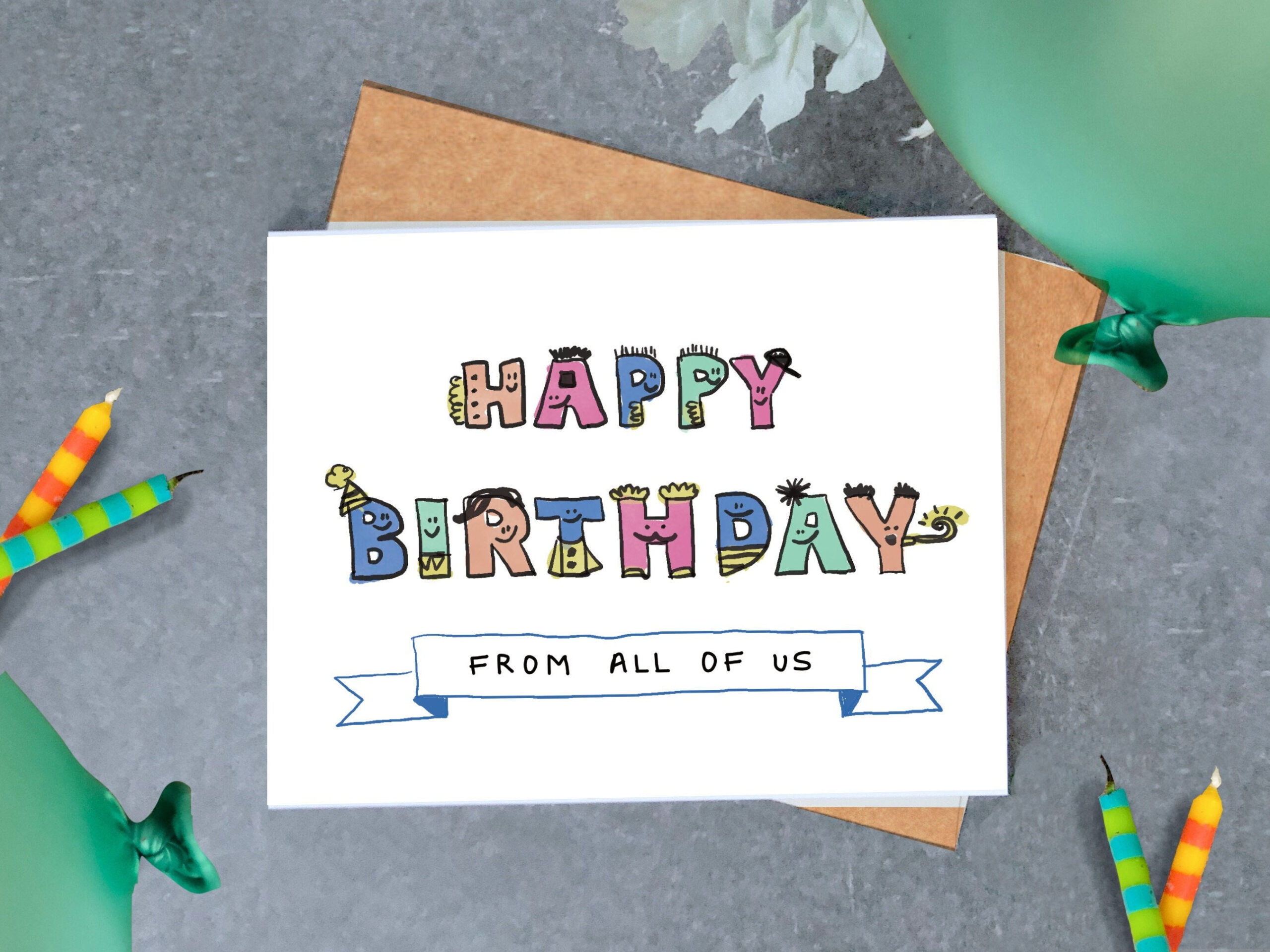 Birthday Group Card, Cute Birthday Card, From All Of Us, Friends pertaining to Free Printable Birthday Cards From All Of Us